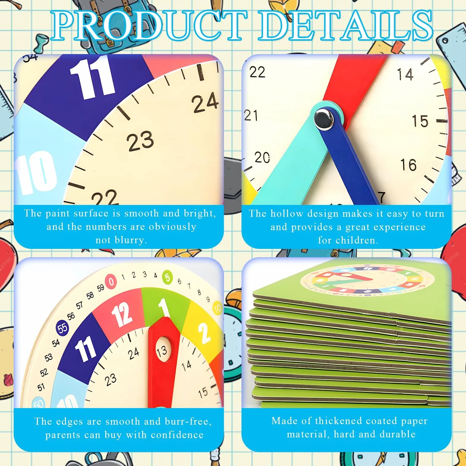 Horloge d'Apprentissage en Bois Montessori Time Timer pour Enfants - Jouet Éducatif pour Apprendre l'Heure