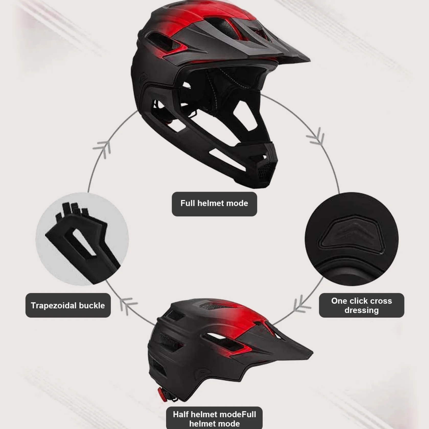 Casque intégral vélo Amovible Absorbant Chocs Protection Respirant réglable Montagne Adulte