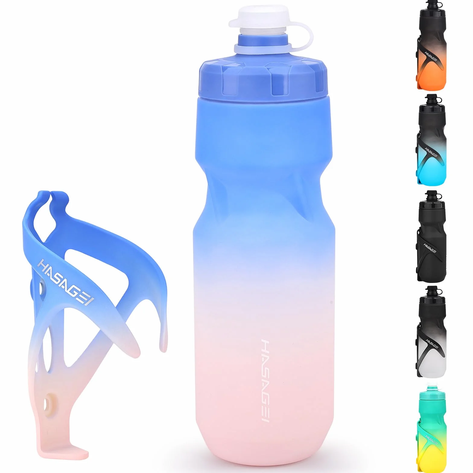Support pour Bouteille d'eau de vélo – Bouteille Souple de 700 ML et Porte-Bouteille de vélo (Bleurose)