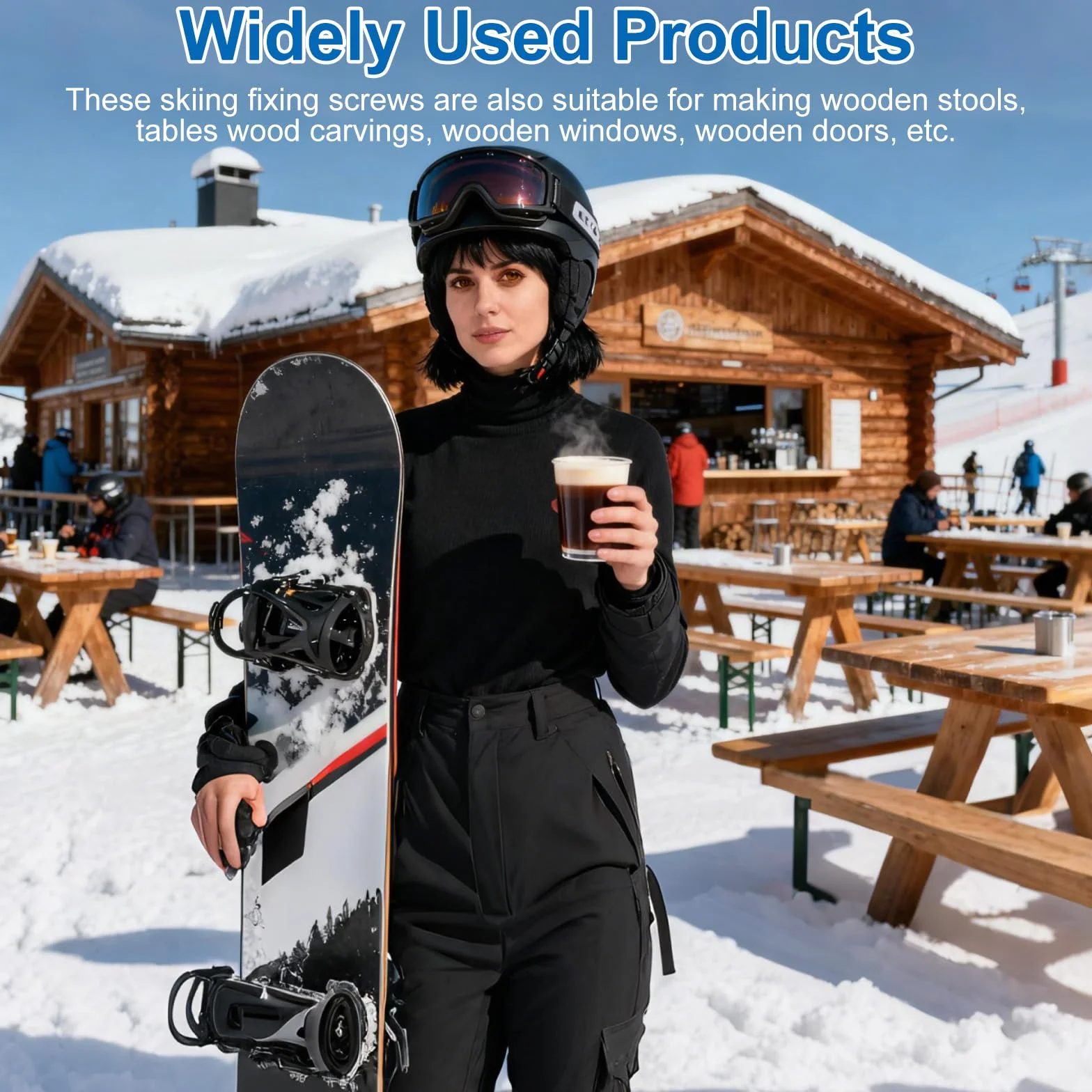 Vis de fixation pour snowboard M6 acier inoxydable avec rondelles antidérapantes - Lot de 8 avec tournevis