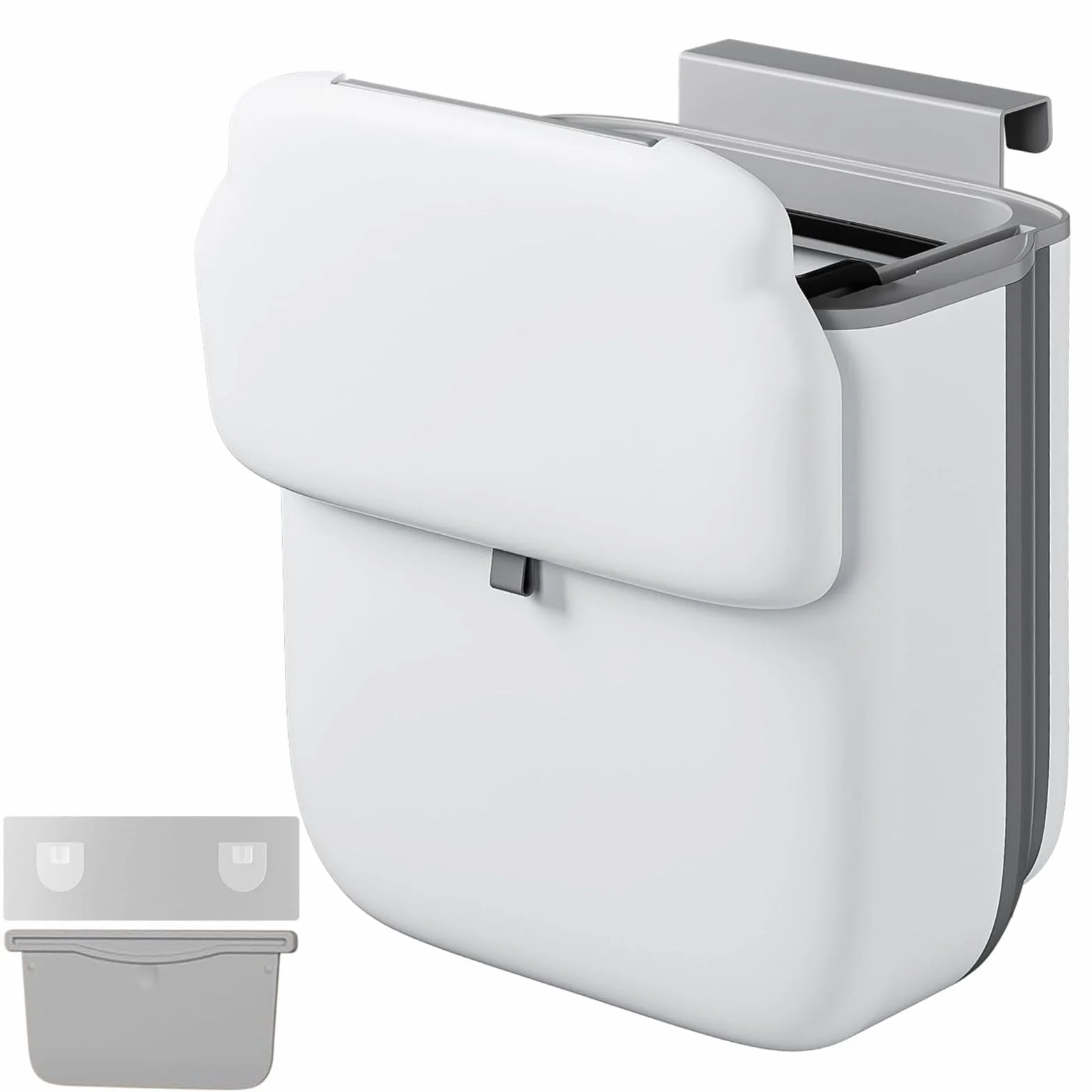Poubelle de Cuisine Suspendue Pliable 10L Étanche avec Couvercle PP+TPA