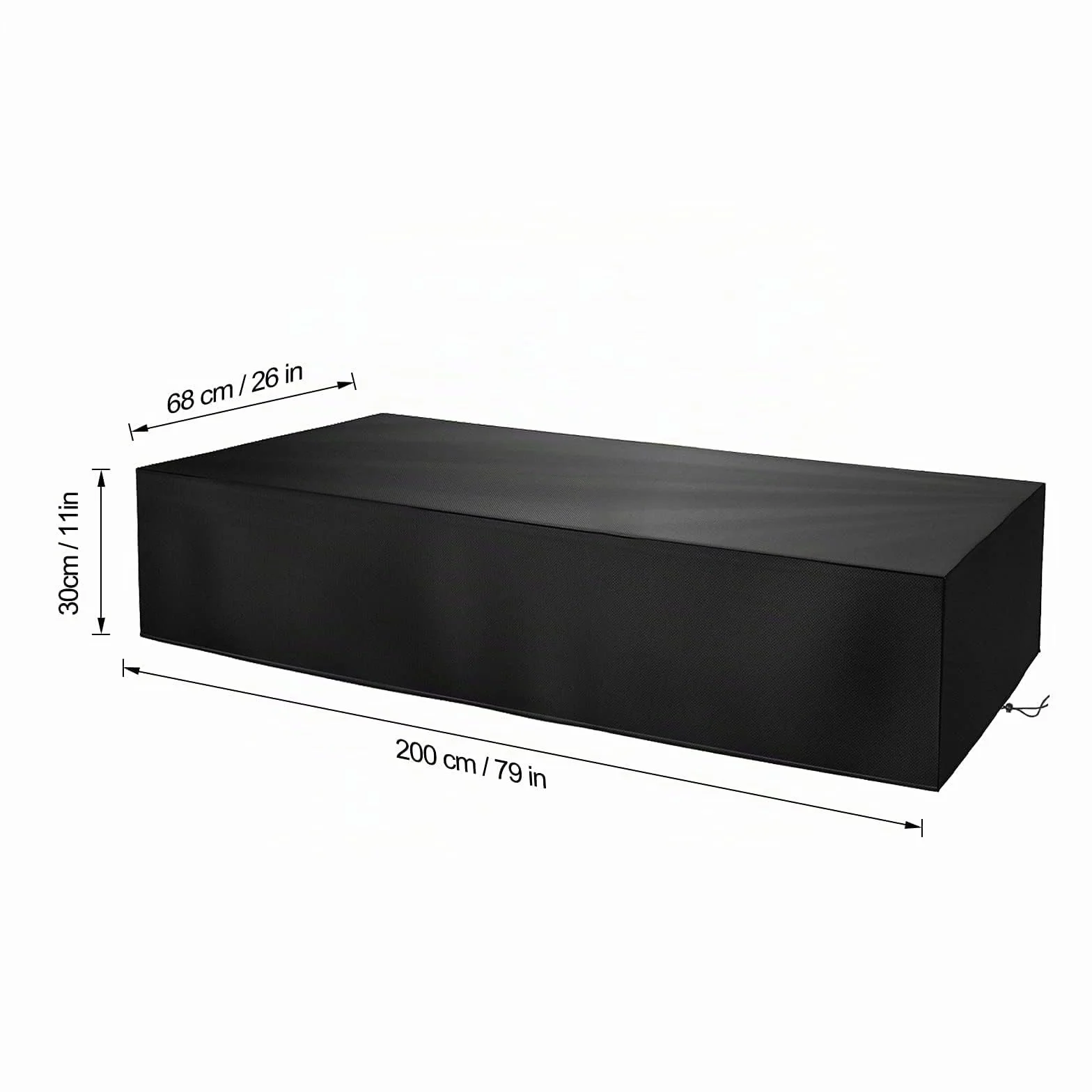 Bonna Lot de 2 Housses de Protection pour Chaise Longue de Jardin Imperméables 500D Tissu Oxford 200x68x30 cm Noir