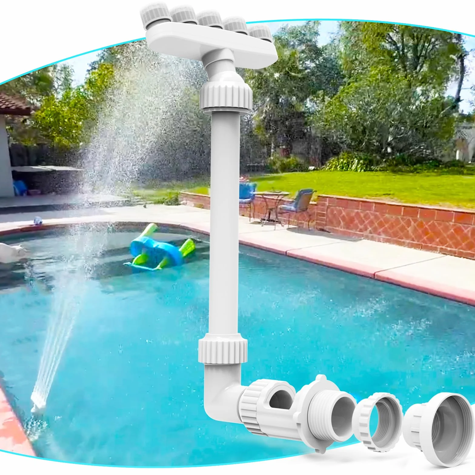 MILYN piscine en cascade réglable 5 buses sol encastrable étang extérieur