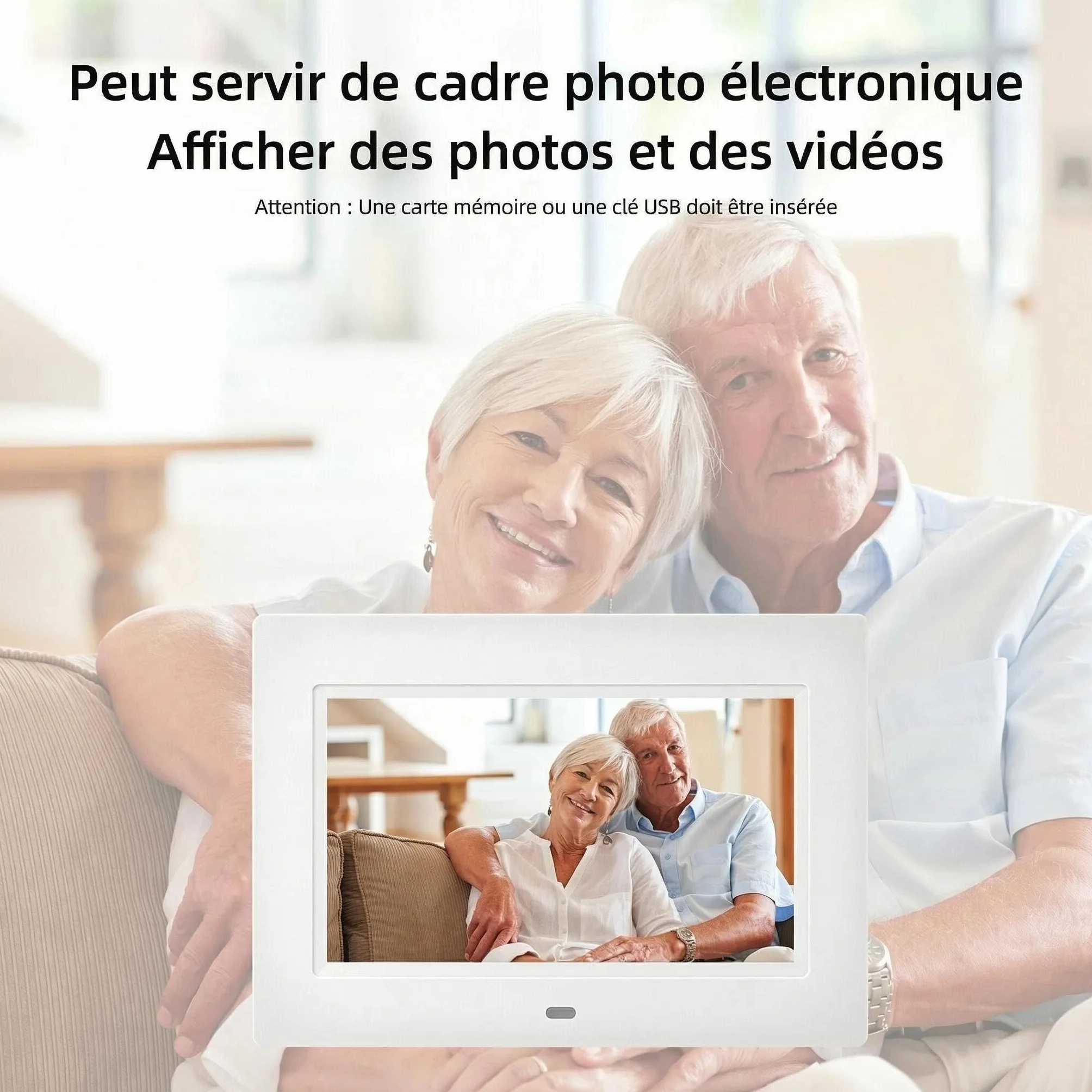 Grande Horloge numérique Réveil pour Personnes âgées Blanc 7 Pouces