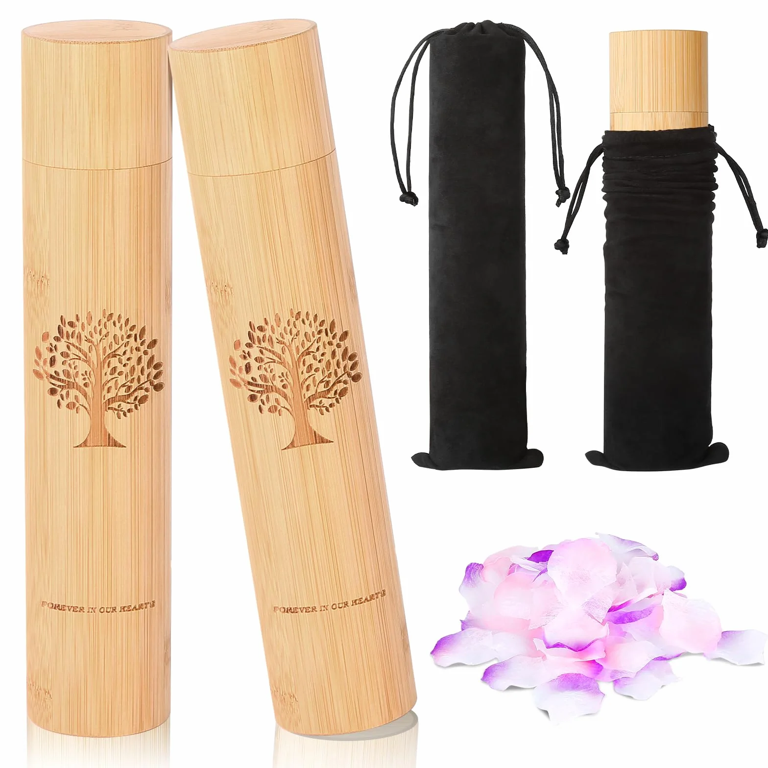 Urnes biodégradables en Bambou Petites 9x2 pouces pour Cendres humaines Tubes d'urne à Diffusion Arbre de Vie 2 pièces