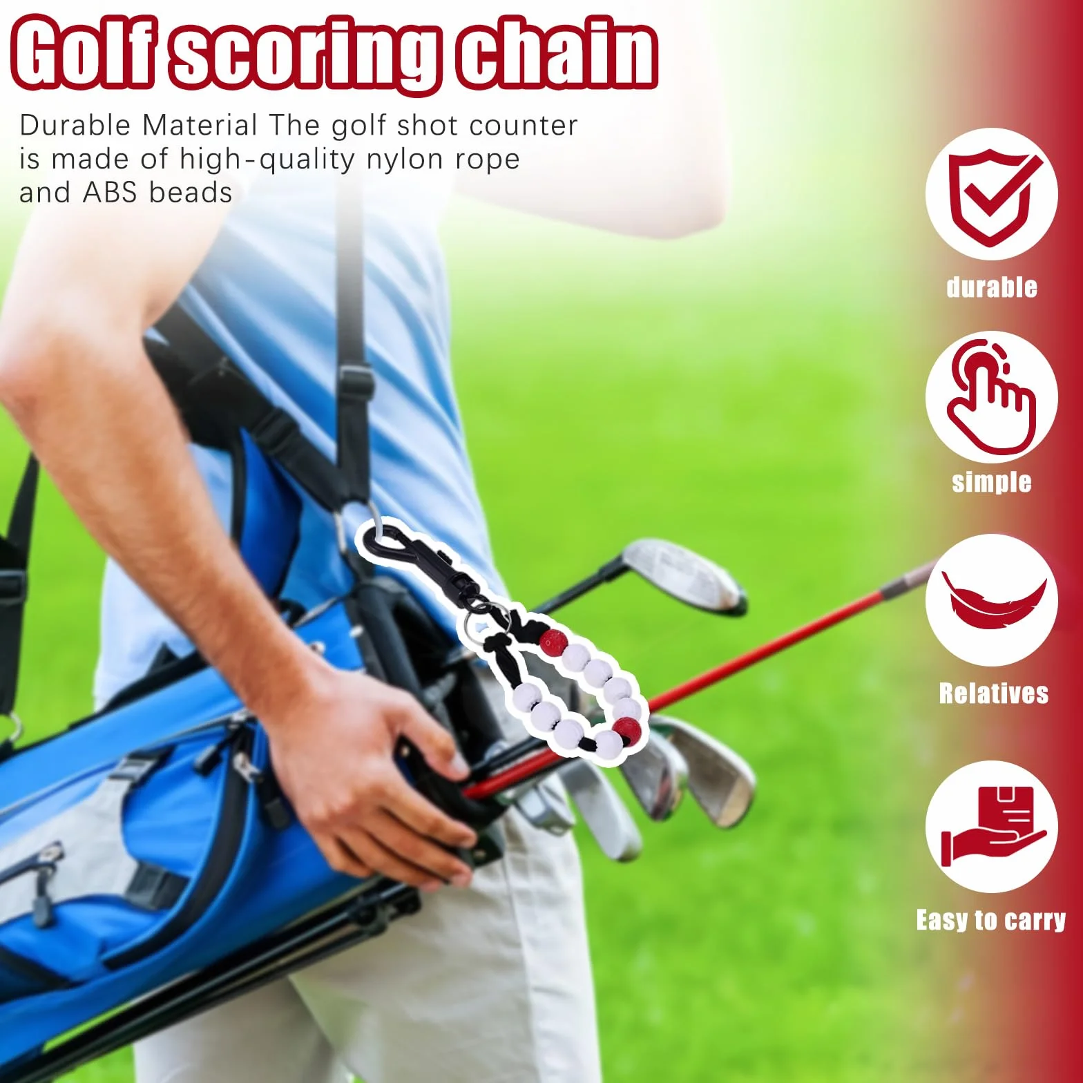 Compteur de Coups de Golf 2 Pièces, Compteur de Perles Portables avec Pince pour Sports de Plein Air