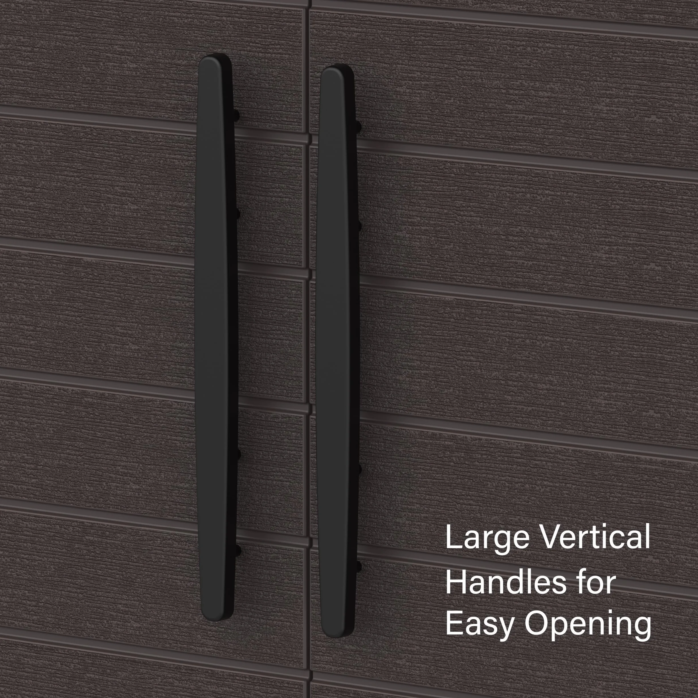 Duramax Cedargrain Short Plastic Vertical Storage Cabinet 2 Door with Shelves Outdoor Lockable Water Resistant Brown