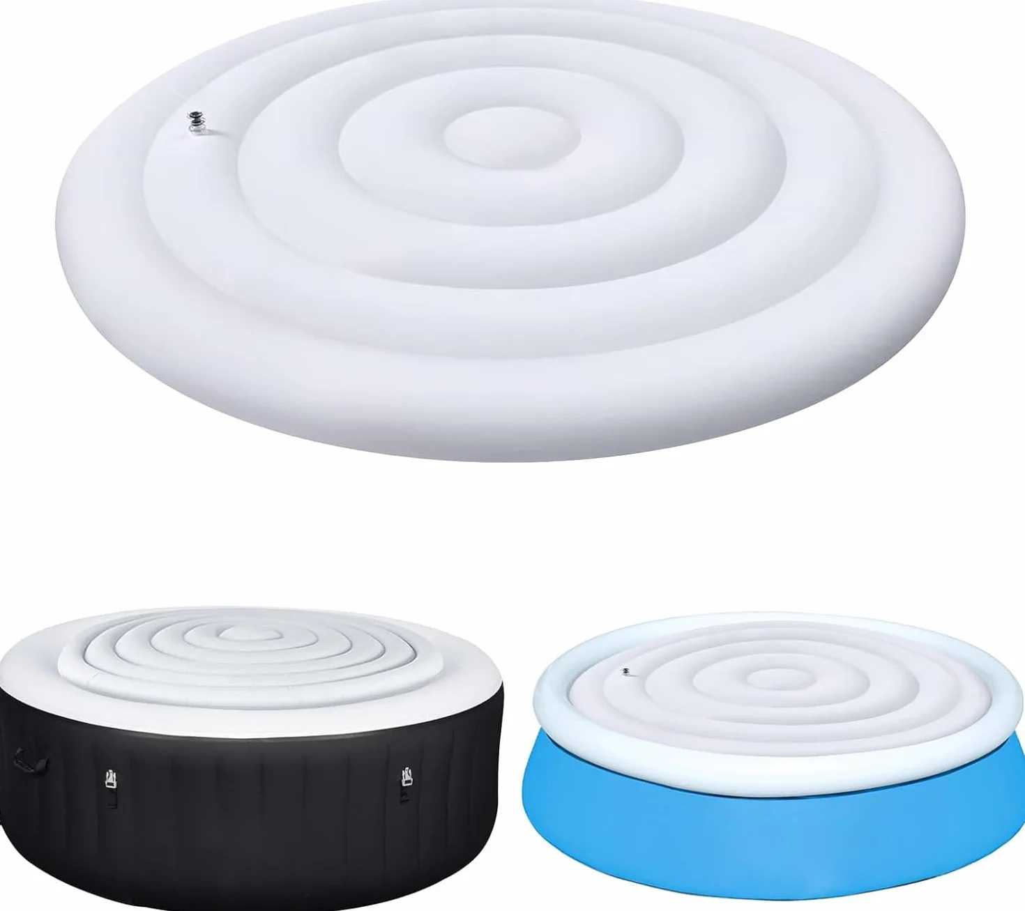 138cm PVC Couverture de Remous Gonflable, Isolation Thermique Pliable pour Spa