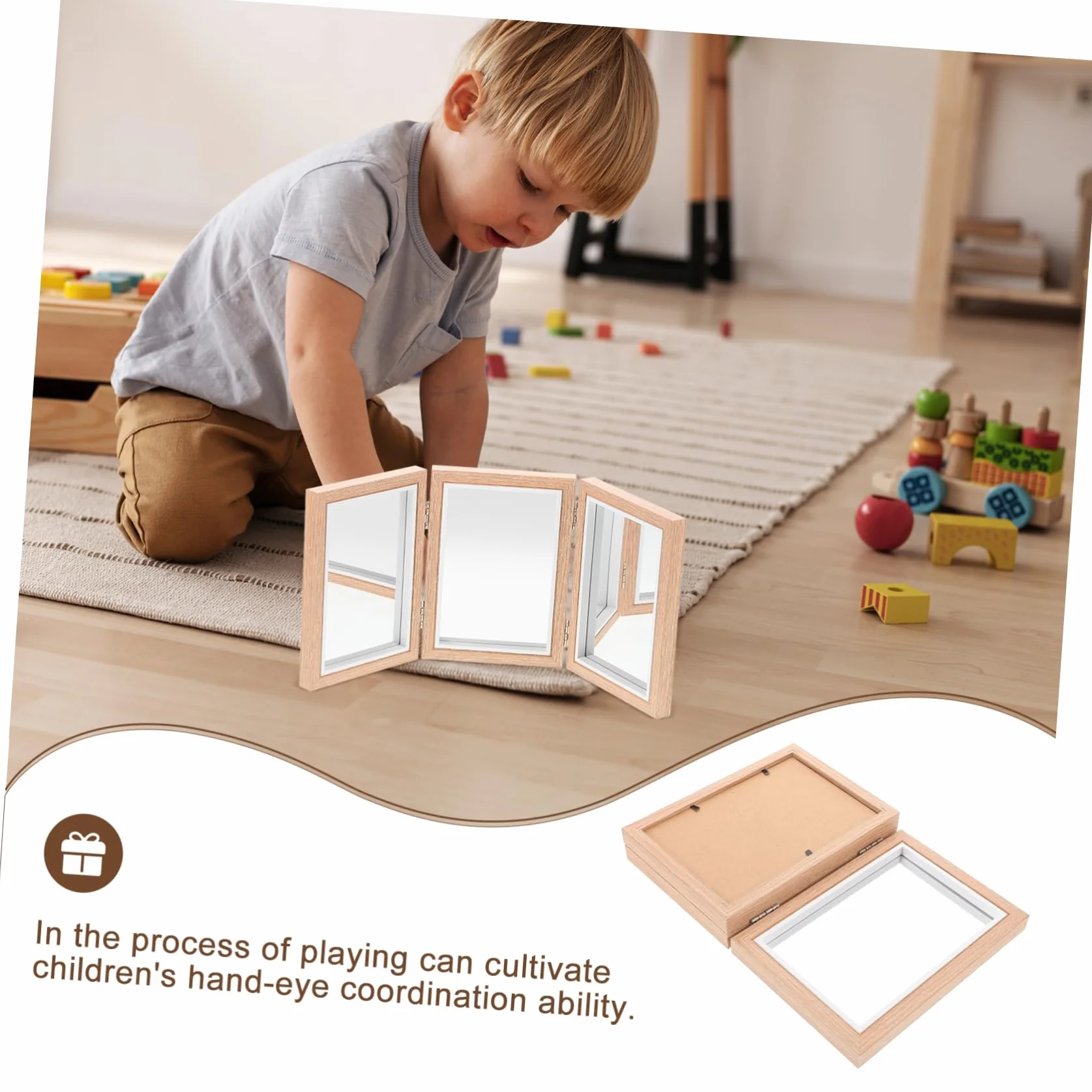 Beaupretty Miroir Montessori Pliable Jouet Éducatif Coordination Activités Sensorielles 1 Pièce