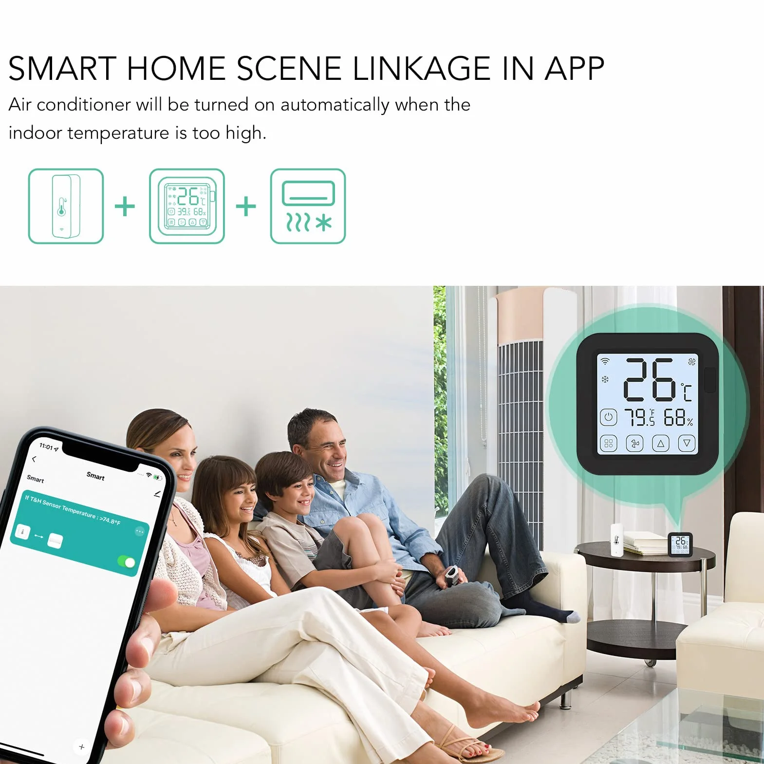 Thermomètre Hygromètre WiFi TH01 avec Capteur Température Humidité et Alarme