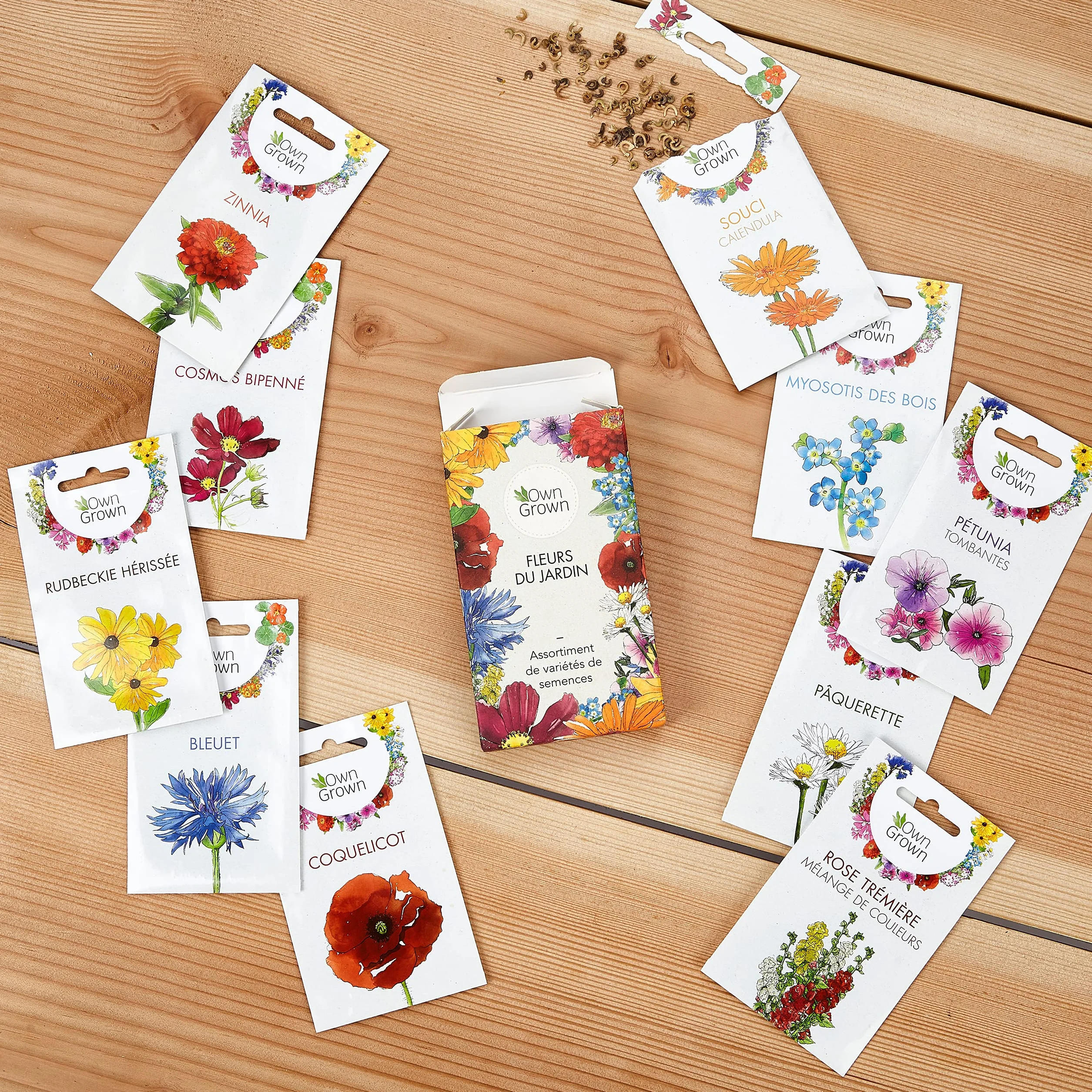 OwnGrown 10 variétés de semences de fleurs comestibles - Kit prêt-à-pousser pour jardin et balcon