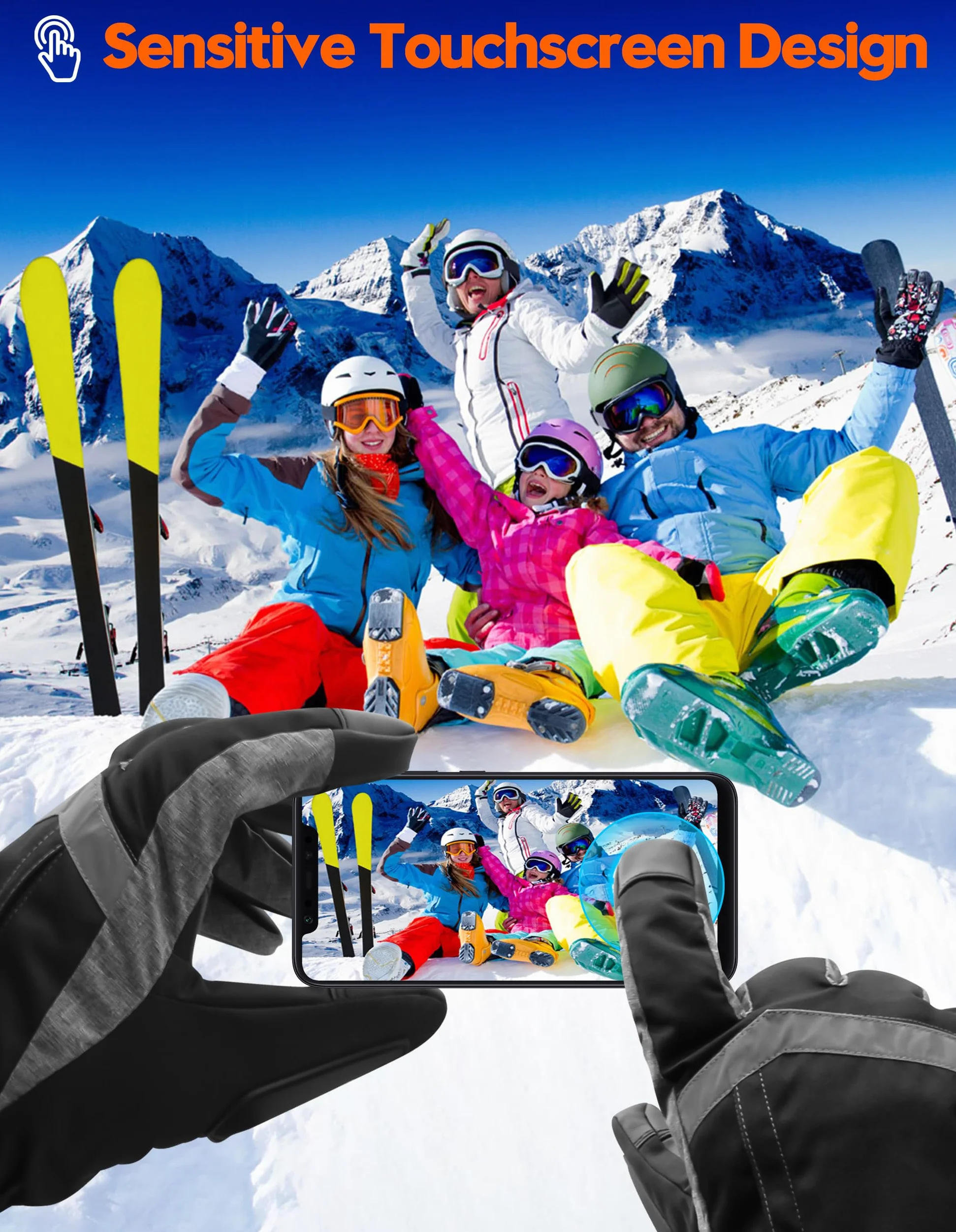 SVPRO Gants chauffants, 5 V 6000 mAh, rechargeables, pour homme et femme, gants chauffants électriques imperméables et coupe-vent pour le ski, la chasse, la moto, la randonnée, le travail en plein air