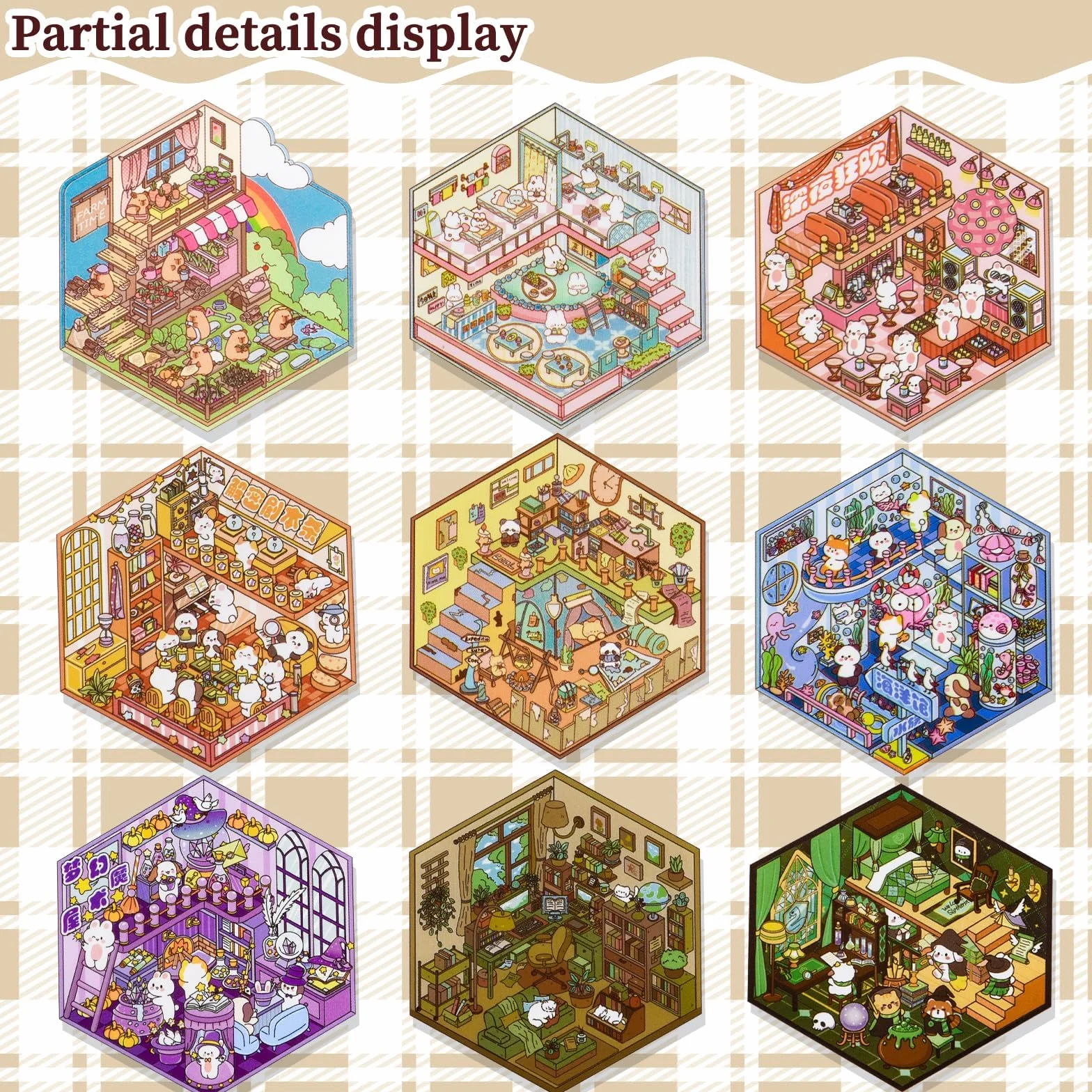 Autocollants 3D Maison – Stickers Scène Miniature DIY Activité Relaxante Adultes Enfants