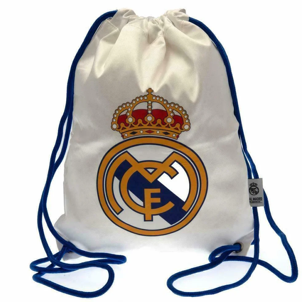 Real Madrid Official White Gym Bag Drawstring Badge Crest