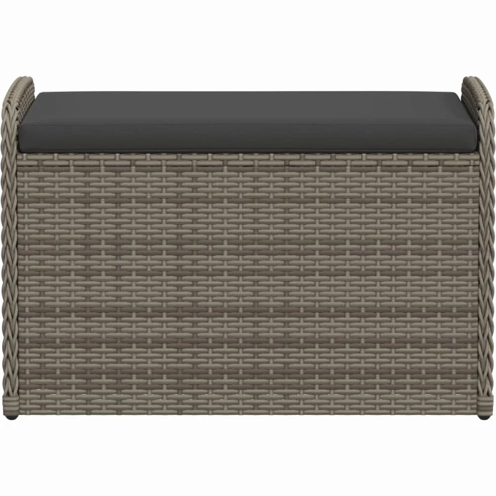 Coffre de Rangement Extérieur 80 cm Résine Tressée Gris avec Coussin
