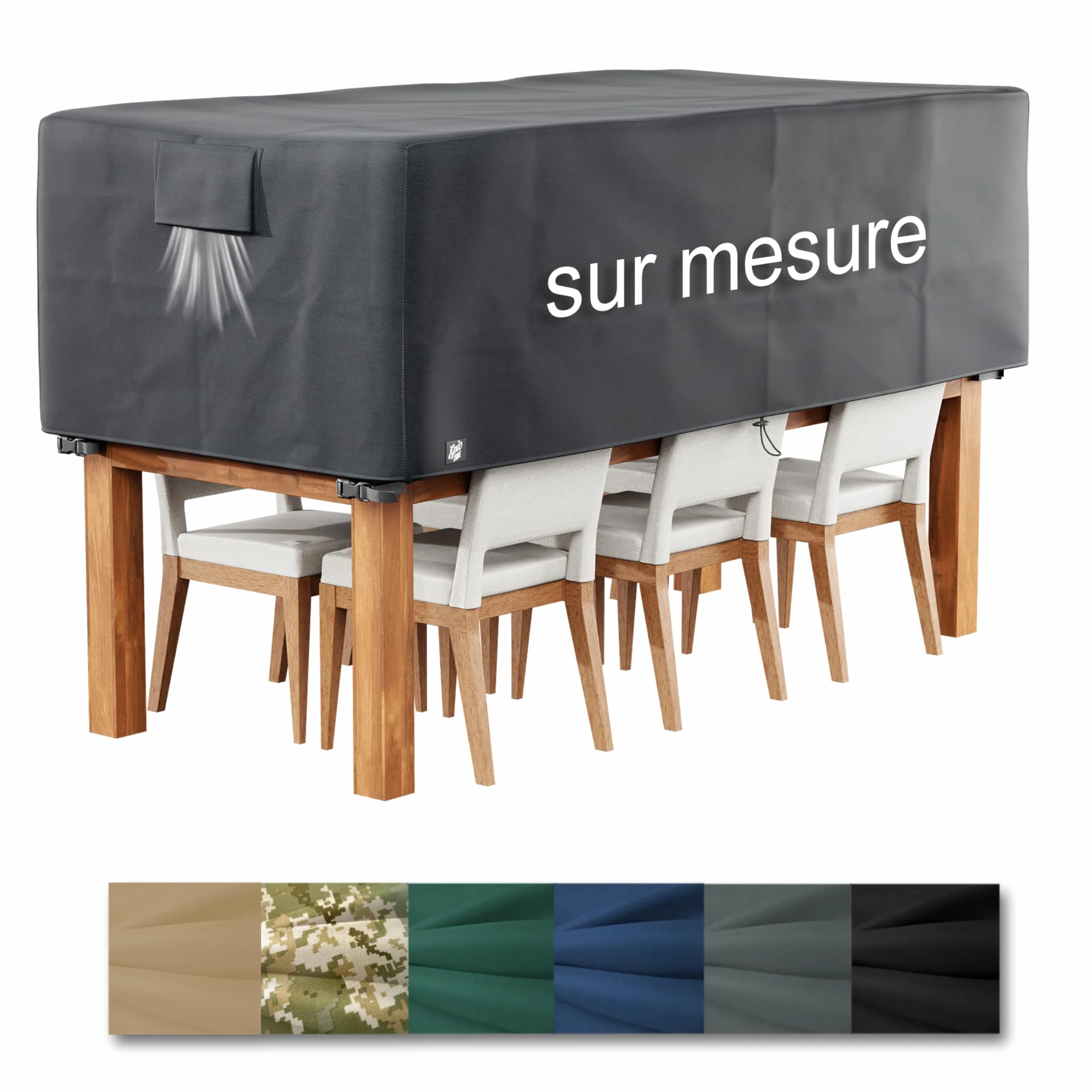 Housse sur mesure Oxford 600D imperméable pour salon de jardin rectangulaire carré