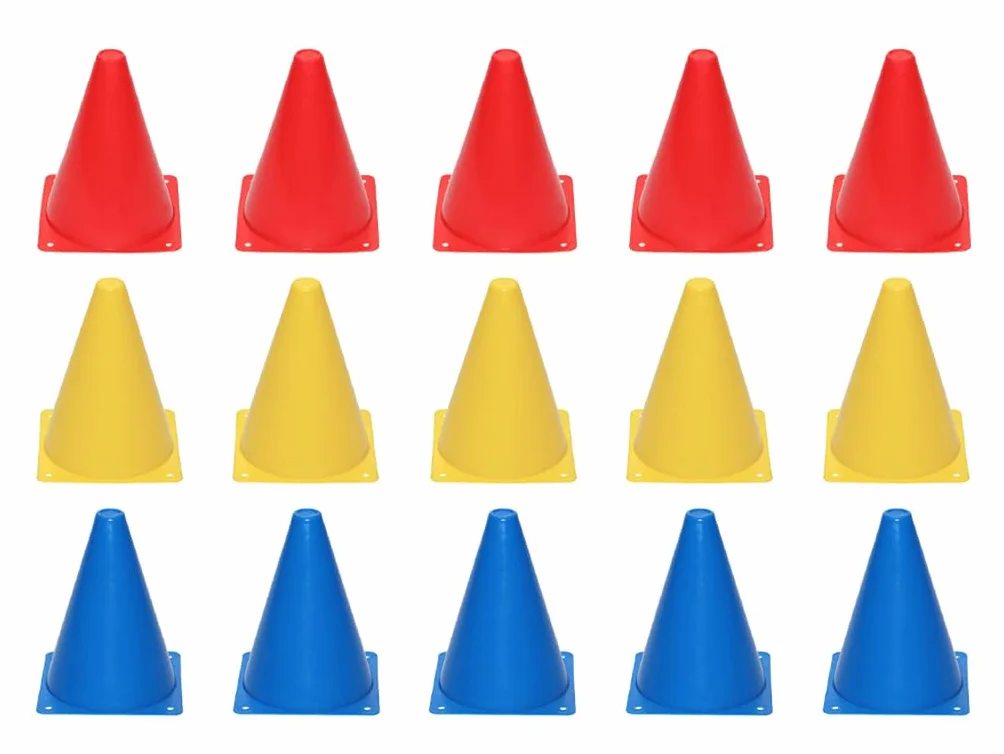 Cônes d'Entraînement 18cm Plastique pour Football, Signalisation, 15 Pièces