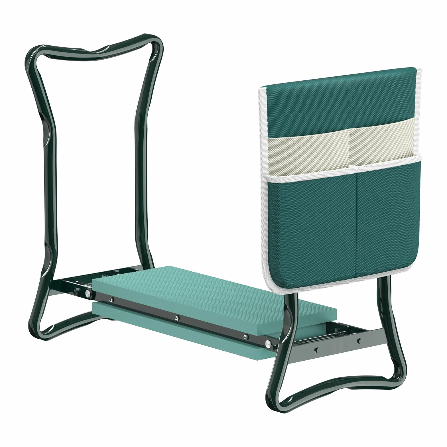 WilTec Tabouret de Jardinier 2 en 1 Pliable 600x280x490 mm 150 kg Fer EVA Agenouilloir Jardinage avec Poche