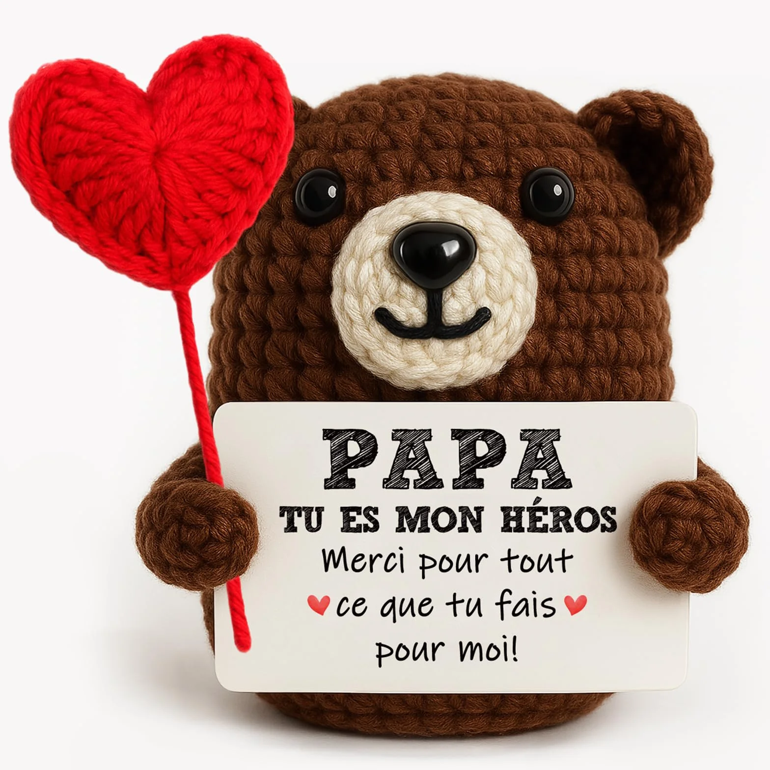 Tixlux Cadeau Papa Ourson Cœur Positif Fait Main Décoration Bureau Maison