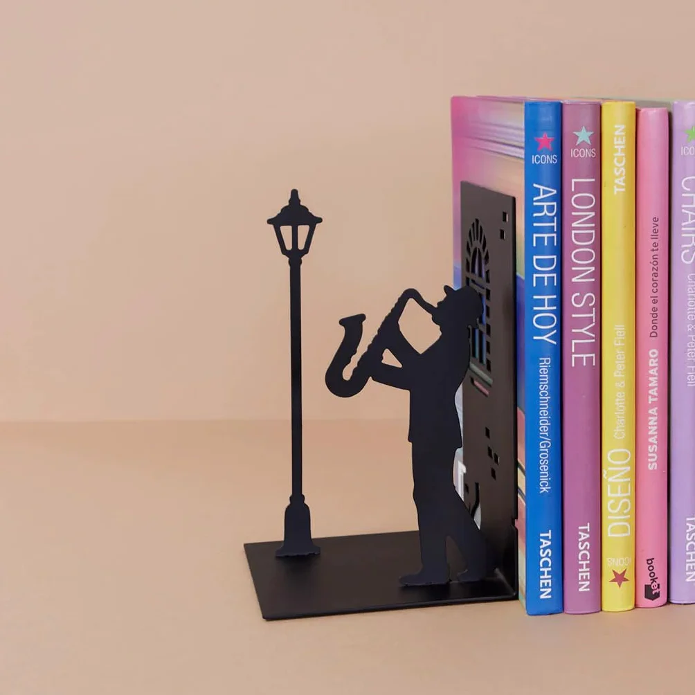 Balvi Serre-Livres Jazz Noir Support pour Livres Métal