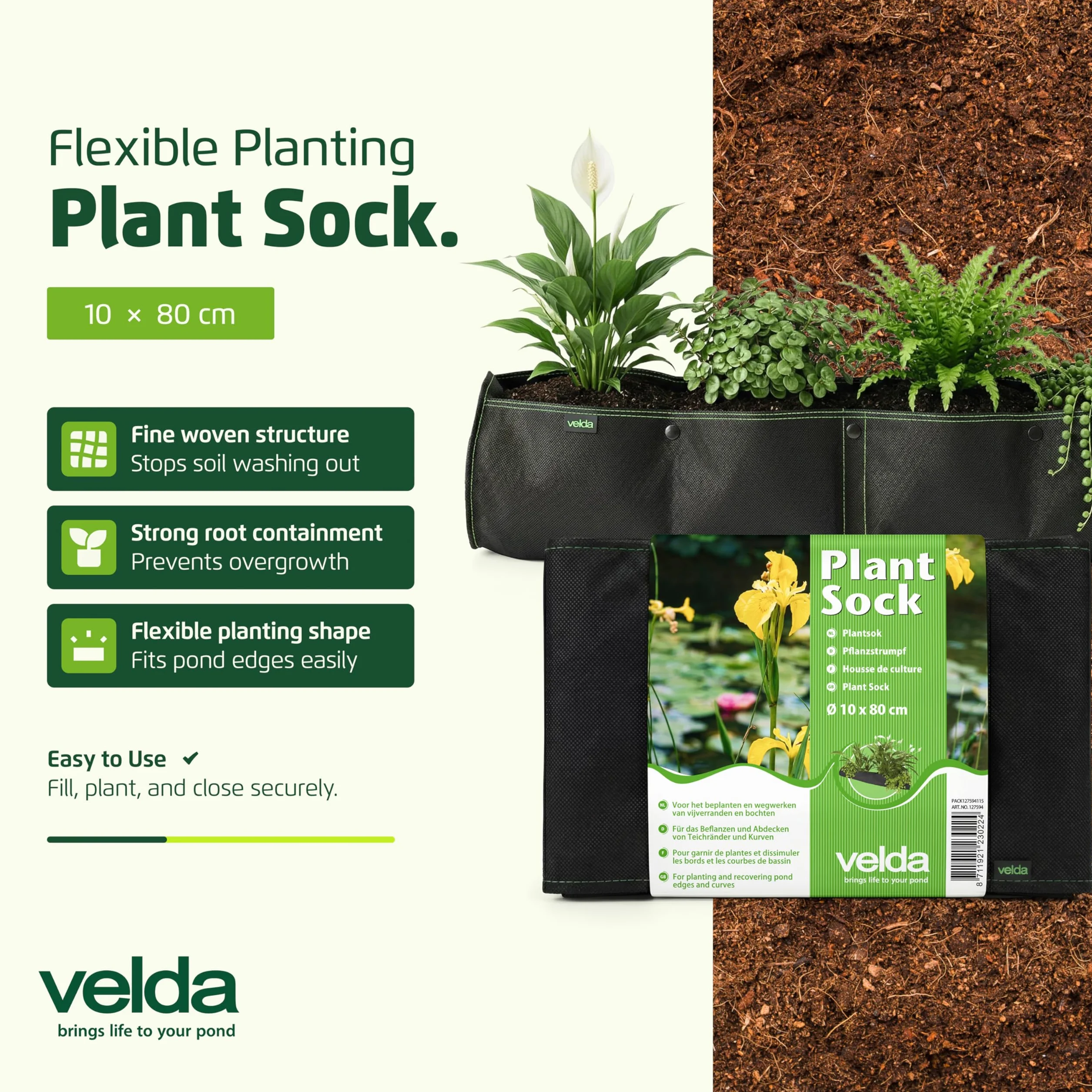 Velda Plant Sock housse de culture pour bassin d'agrément 10 x 80 cm