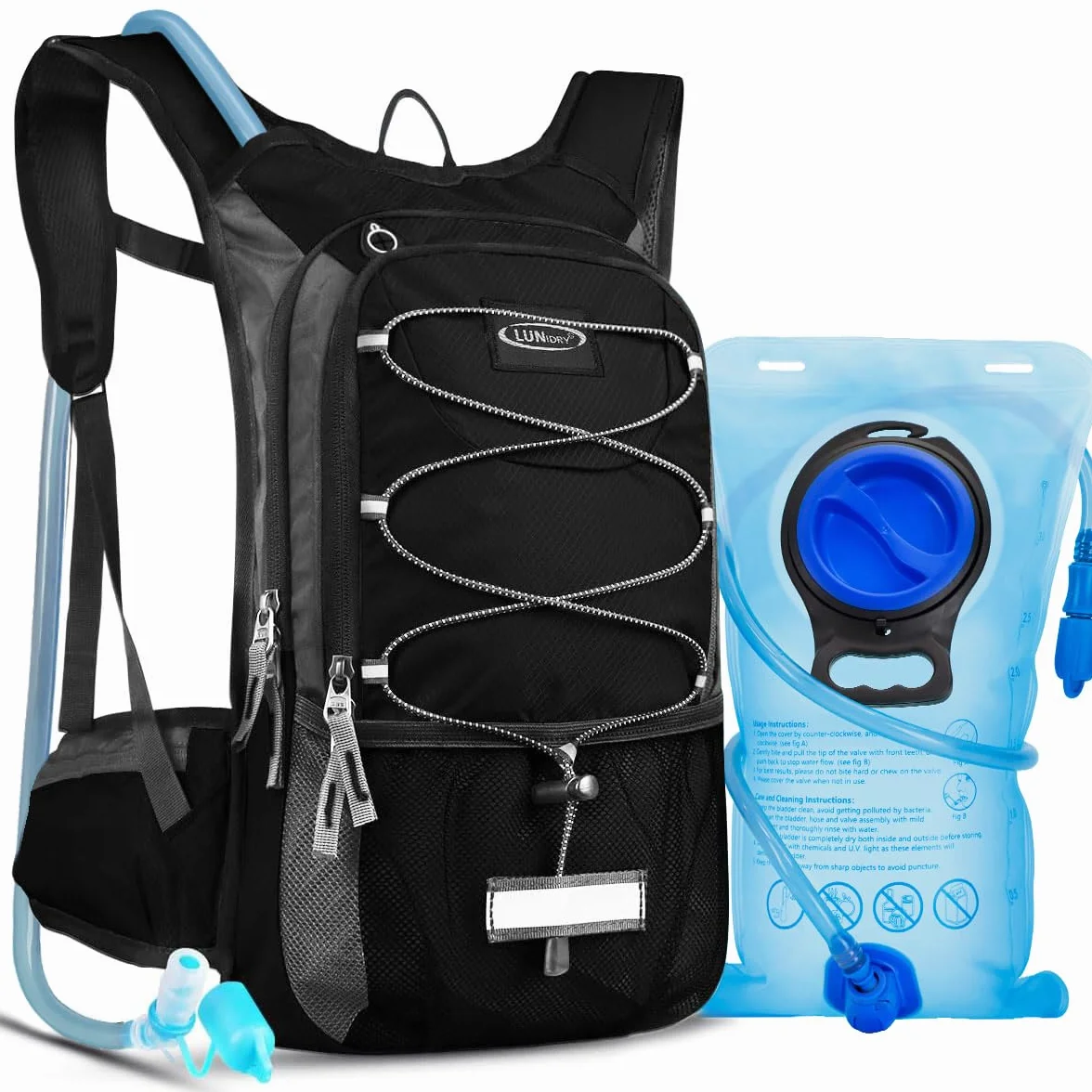 15L Sac à Dos d'hydratation avec vessie d'eau de 3L, Sac Trail Running pour Femme Homme, pour Randonnée Cyclisme Marathon VTT, Ajustables à Taille Sac à Dos d'eau avec système d'hydratation