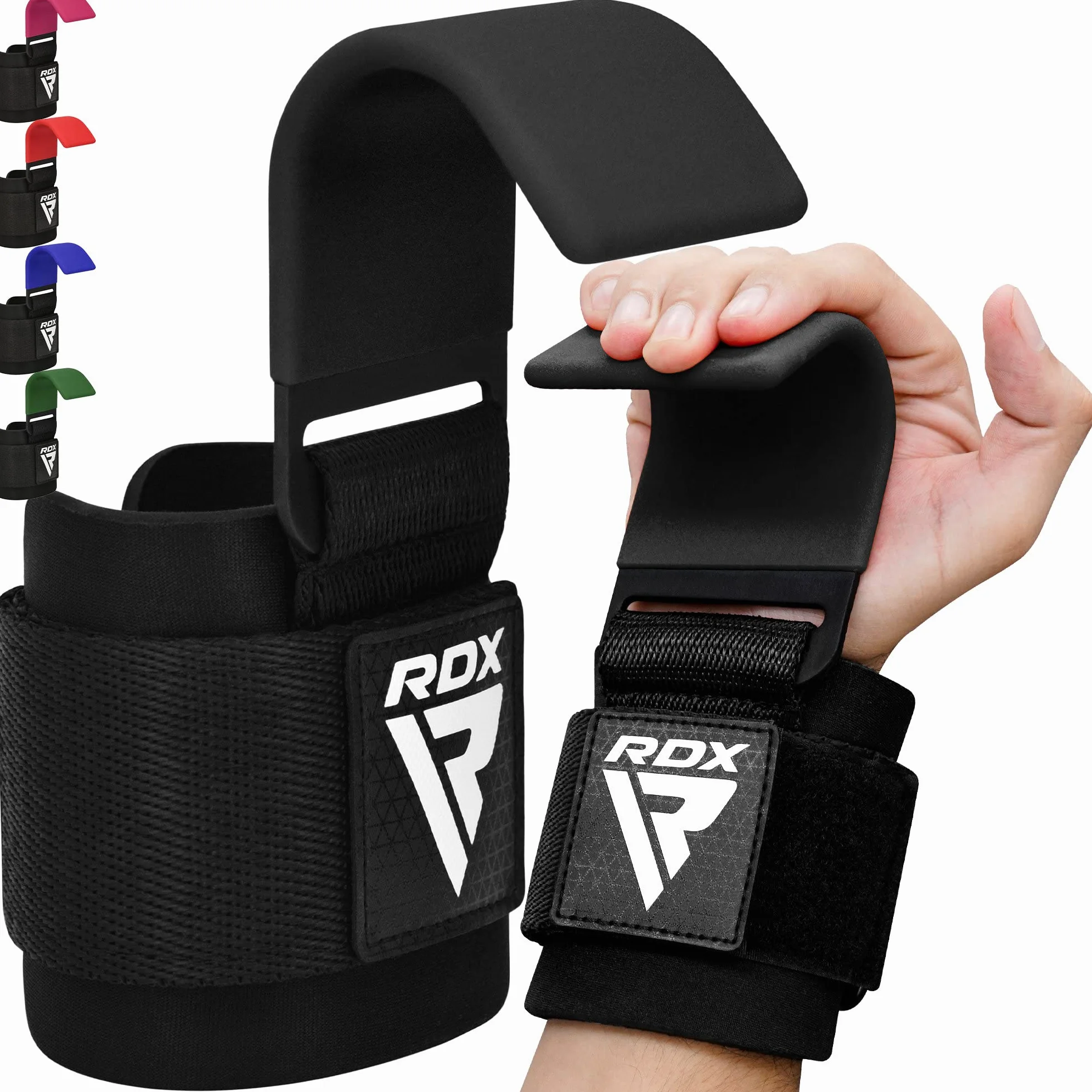 RDX Crochet Musculation 8mm Néoprène Rembourré Bandage Poignet Support Levage Traction Tirage Barre