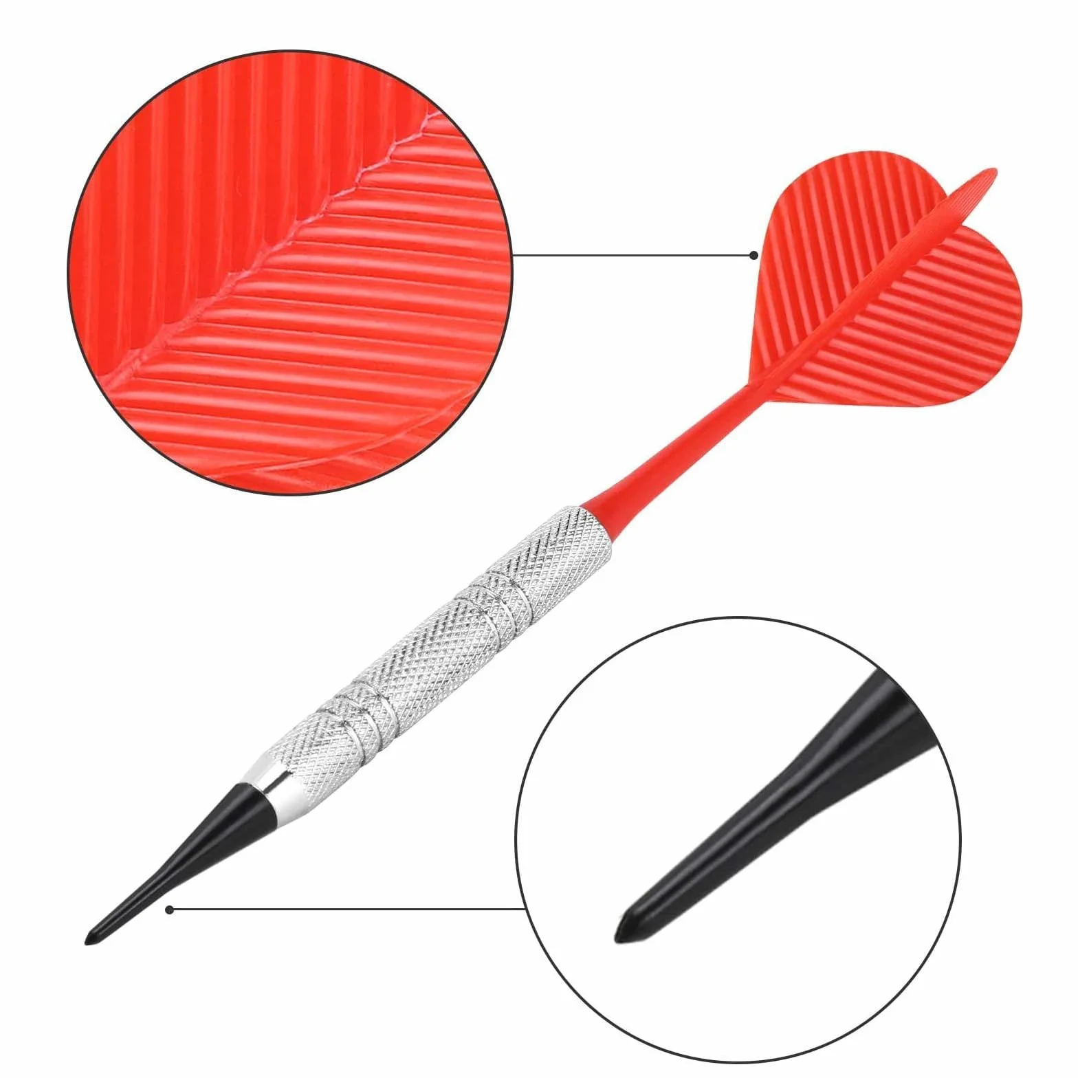 12 Pièces Fléchettes avec 36 Têtes Interchangeables, Fléchettes en Plastique de Haute Qualité, 4 Couleurs, Corps en Fer, Idéales pour Débutants et Entraînements Avancés