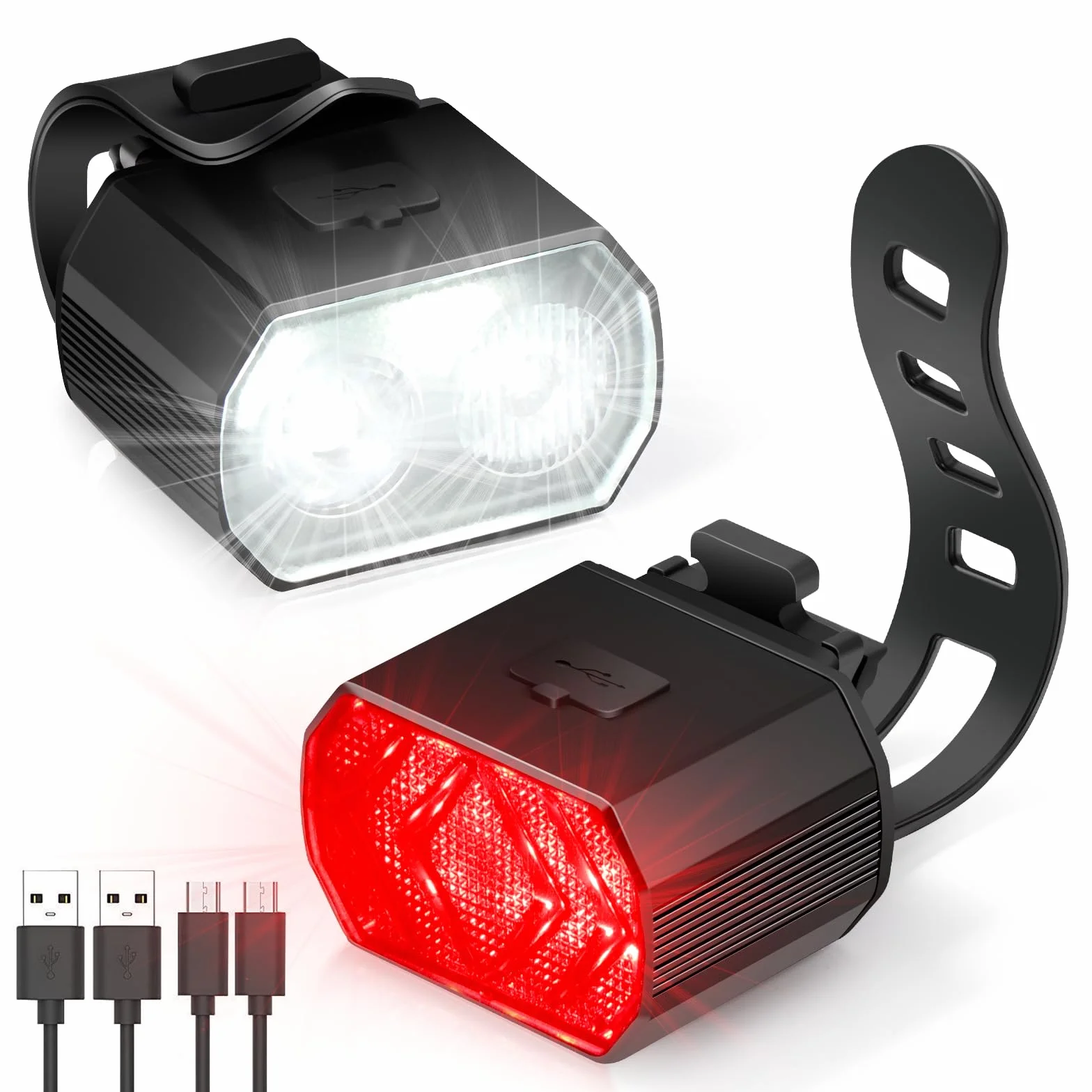 Blendura Lumiere Velo Avant et Arriere, Lampe Velo LED Rechargeable par USB 6 Modes D'éclairage, Lumière Velo Convient aux vélos de Montagne et aux bicyclettes