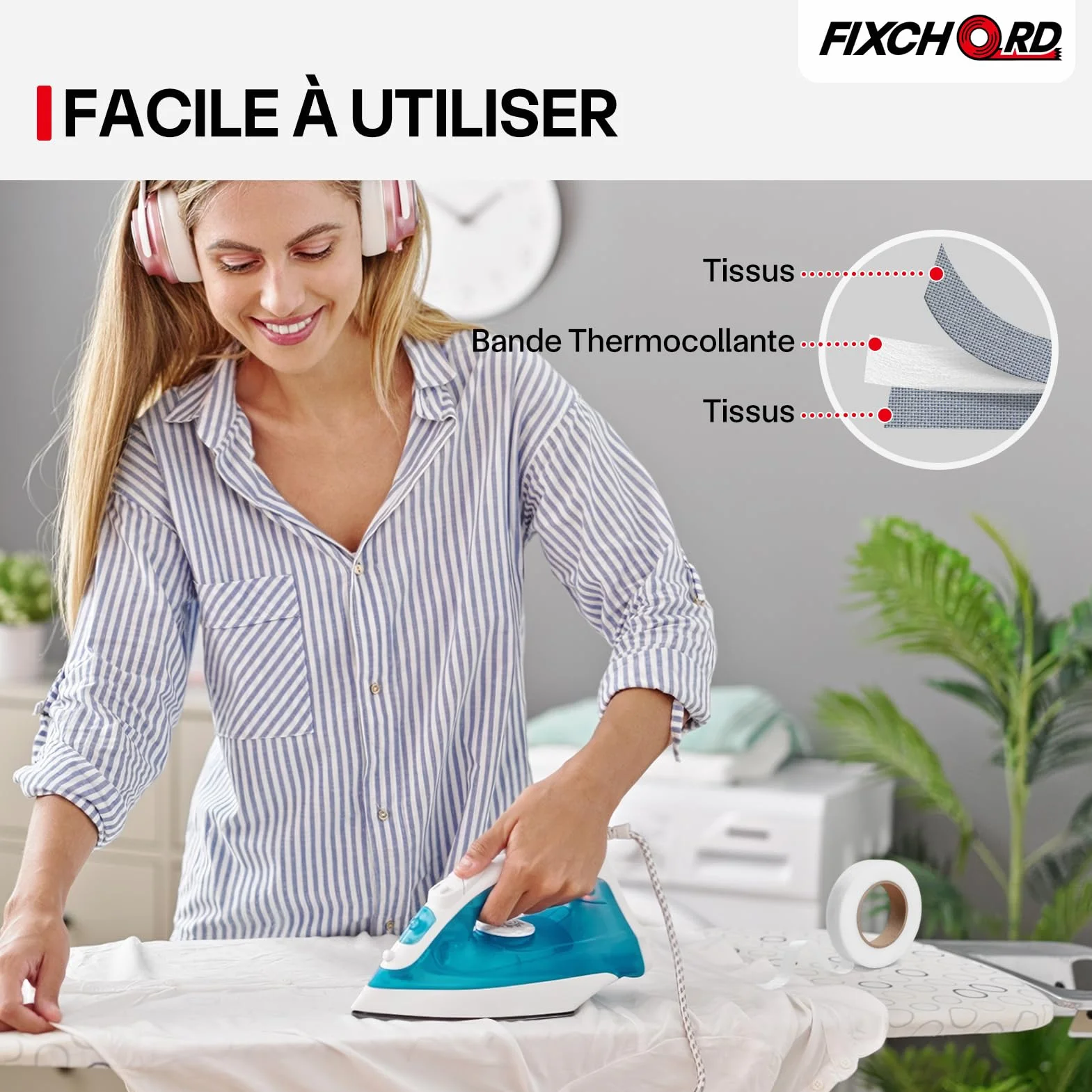Ruban Thermocollant pour Ourlet, Bande Thermocollante sans Couture, Blanc 30M x 20MM