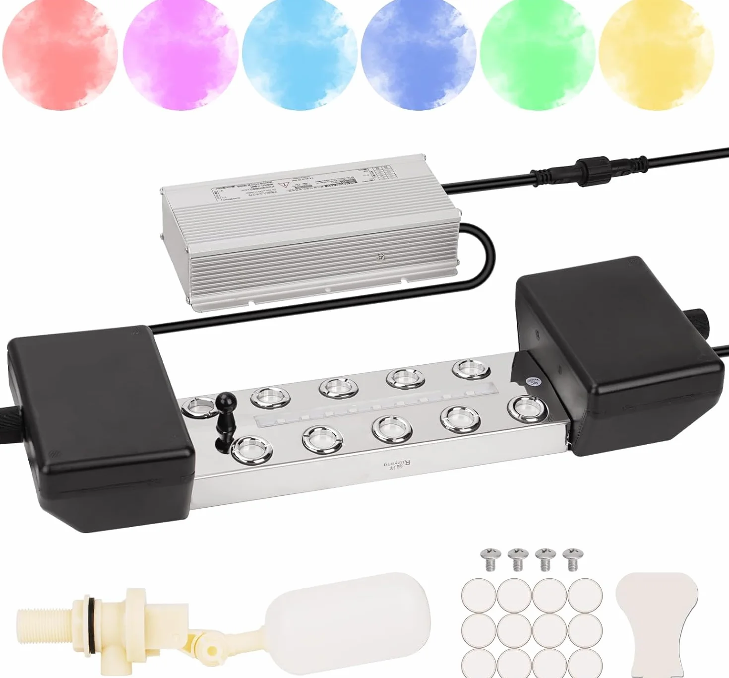Brumisateur À Ultrasons en Métal 7L/H Greenhouse Fogger Humidifier avec 10 LED Colorées Alimentation 400w