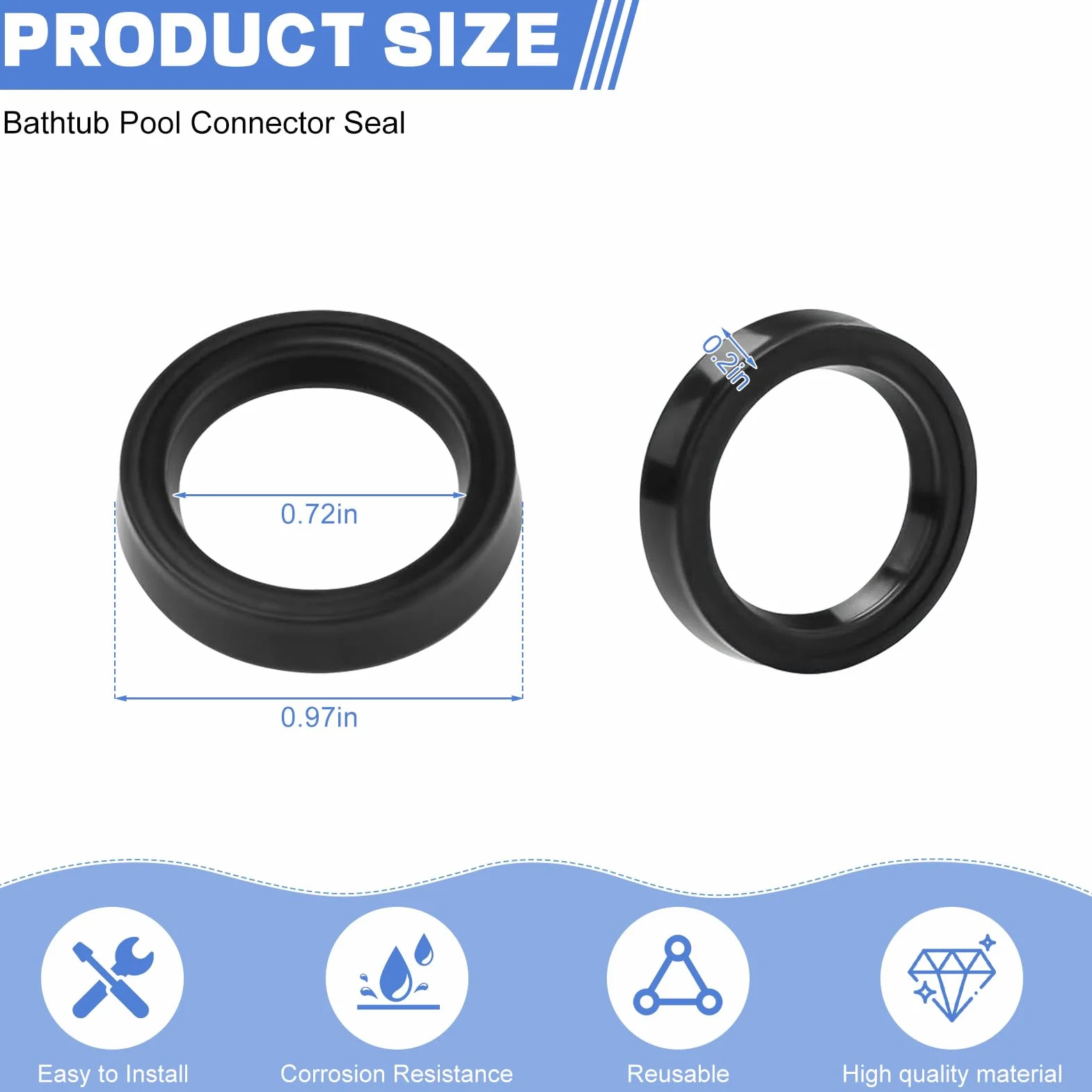 Joint de connecteur de spa de remplacement 11699 pour Intex Pure Spa, silicone, entrée et sortie, lot de 2