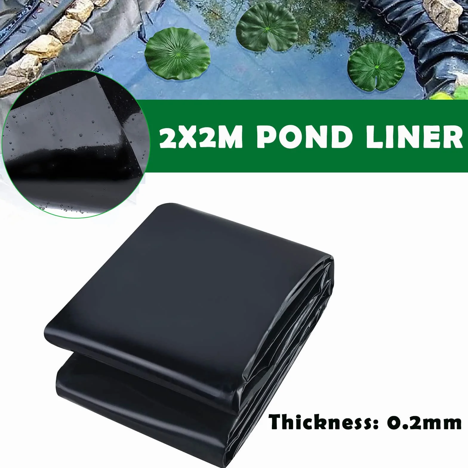 PALUDO Bâche pour Étang PVC Noire 2M X 2M Liner Flexible Durable pour Bassin Poisson Jardin