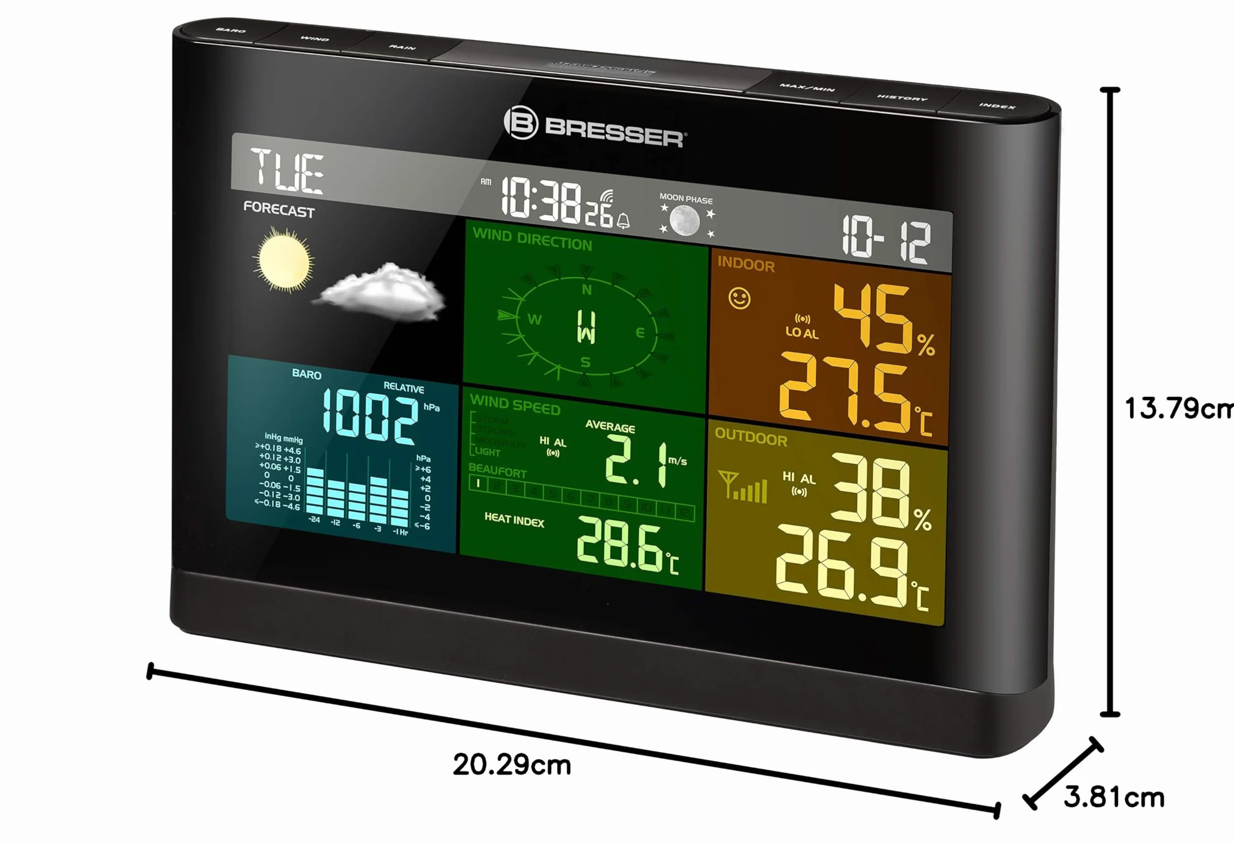 Bresser Station Météo Sans Fil 5 en 1 Capteur Extérieur 20,2 x 13,8 x 3,8 cm