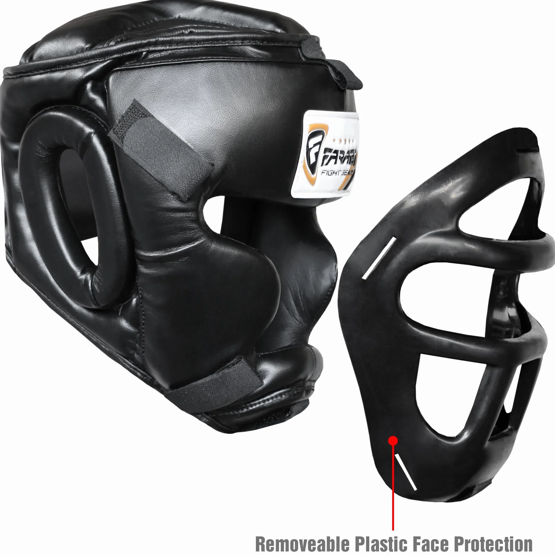Casque Boxe 2-en-1 Réglable Grille Faciale Amovible MMA Muay Thai Kickboxing Sparring