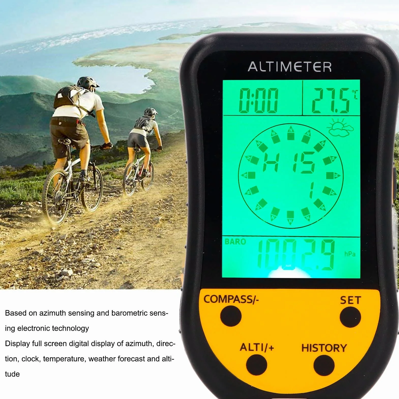 Buachois Altimètre Barométrique Numérique, 8 en 1 Extérieur Baromètre Multifonction Thermomètre Météo Portable LCD Pré-Avertissement Rappeler Boussole Altimètre Testeur de Pression