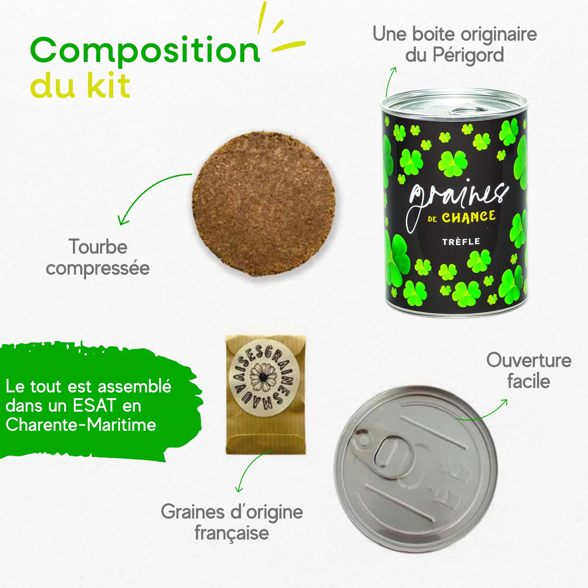 Mauvaises Graines Kit de Graines de Trèfles à Semer Cadeau Original Fabriqué en France