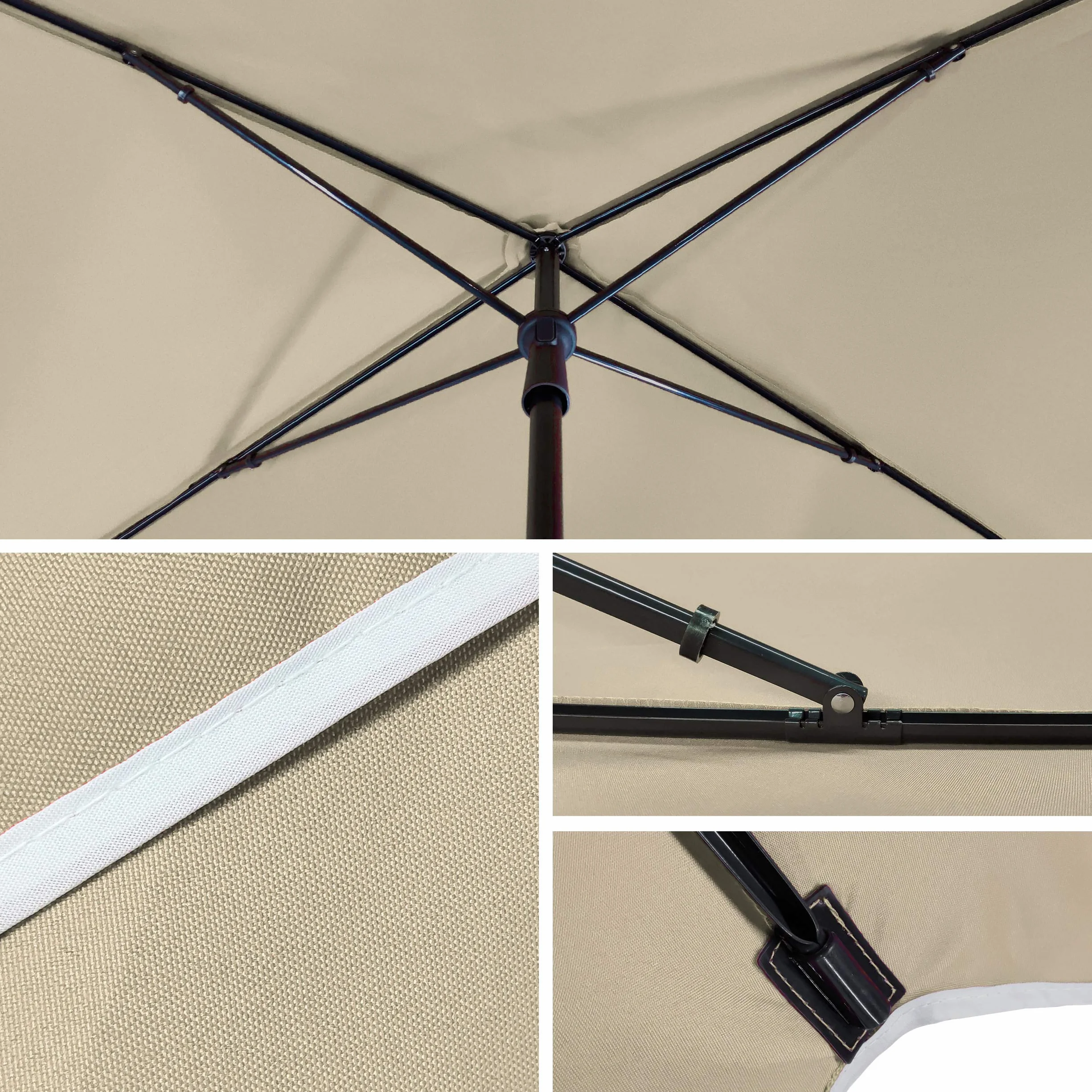 Parasol Inclinable Rectangulaire 200x125cm 160gr/m2 Protection UV Toile Polyester Pliable Extérieur Housse Beige