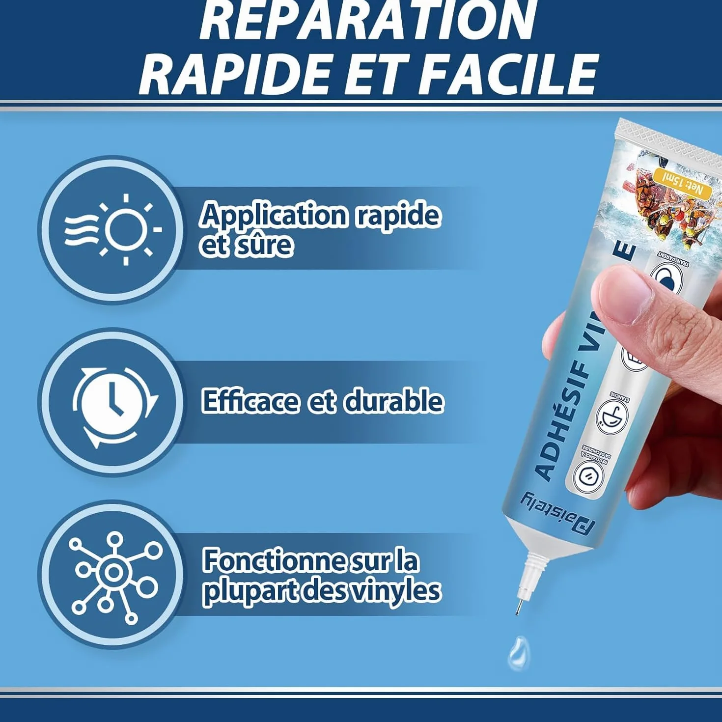 Kit Réparation Piscine et Spa Gonflable, Étanche Transparent, 15ml*2 pour Matelas Pneumatiques
