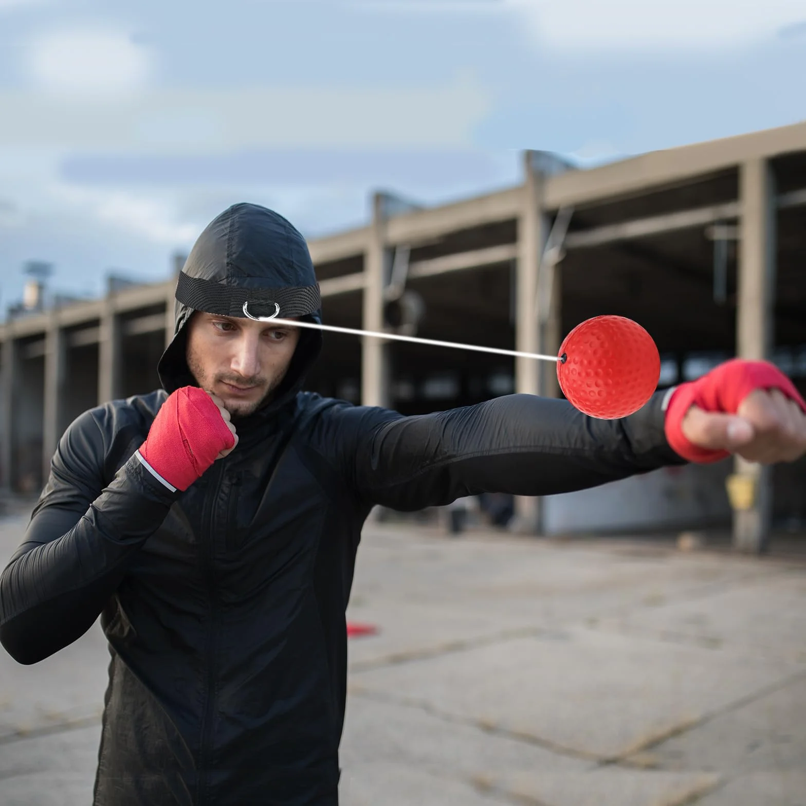 Lot de 2 balles de boxe réflexes avec bandeau, appareil d'entraînement pour la réaction et l'agilité