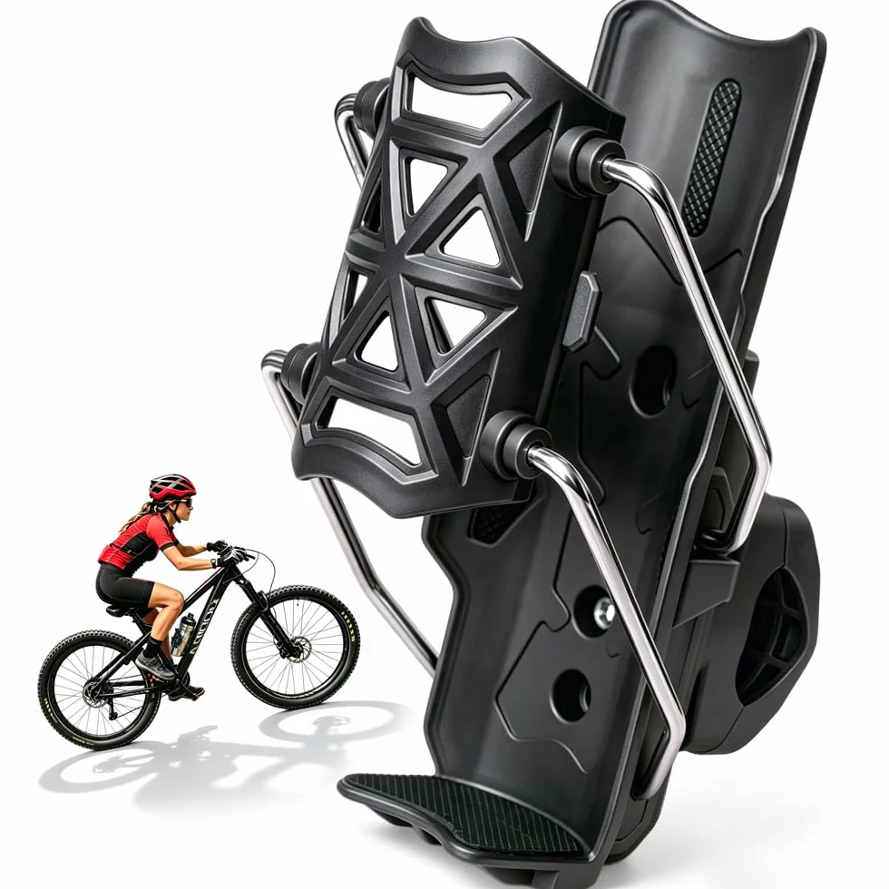 Porte-Gobelet Vélo Moto Universel, Rotatif 360°, Antichoc & Résistant aux Chocs, pour VAE Scooter Quad Bateau, Support Réglable de Guidon (Noir)
