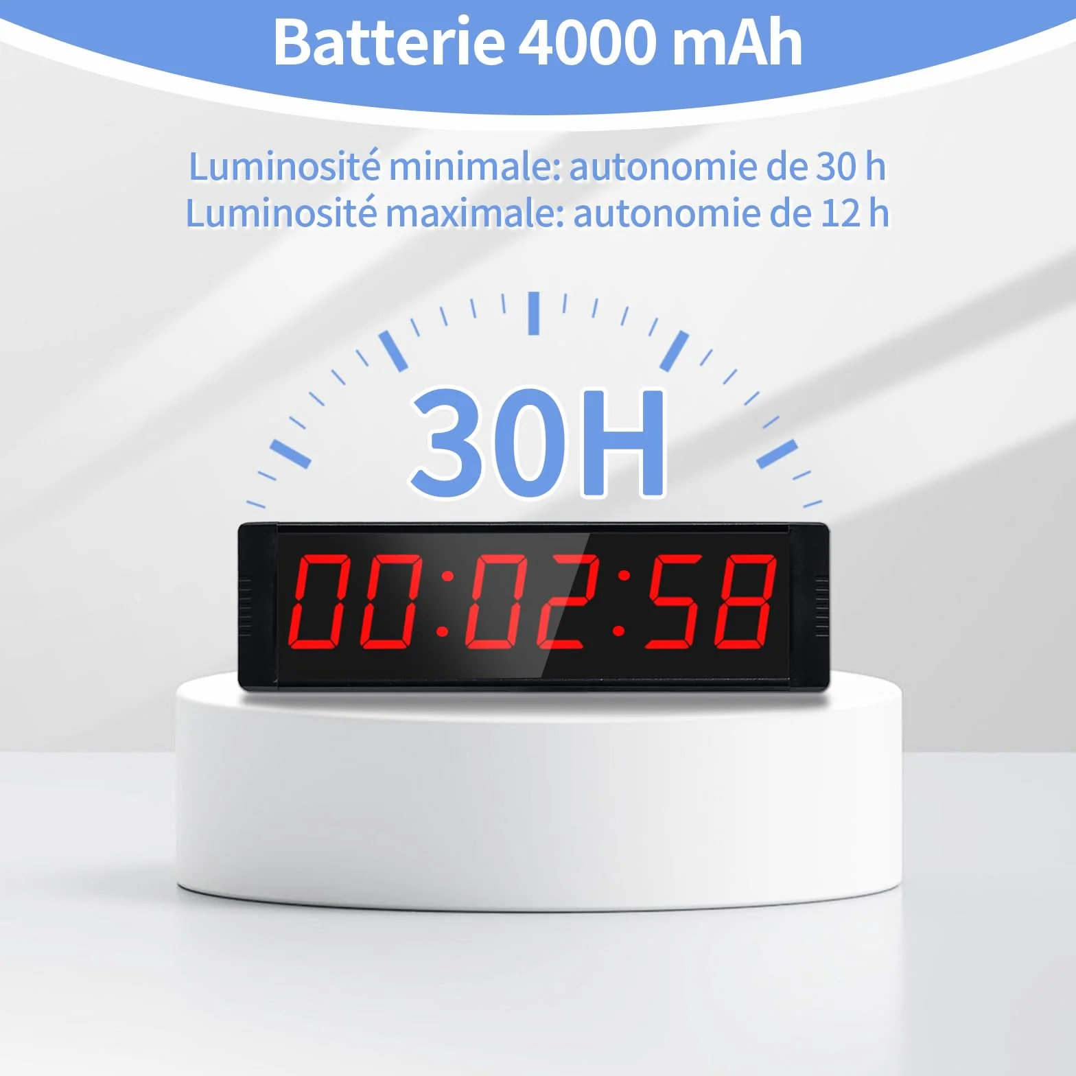 Timer Sport avec Bouton Marche/Arrêt, Minuteur et Chronomètre Portable, Horloge Murale Numérique avec Télécommande, Intervall Timer avec Socle, 12/24H Horloge pour Fitness, Workout, Home Gym
