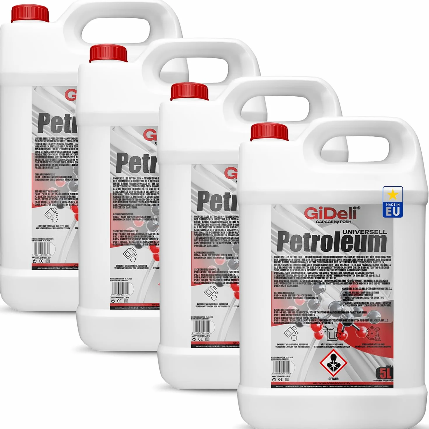 GiDeli 4 x 5 l Huile de lampe combustible de grande pureté pour lampes à pétrole