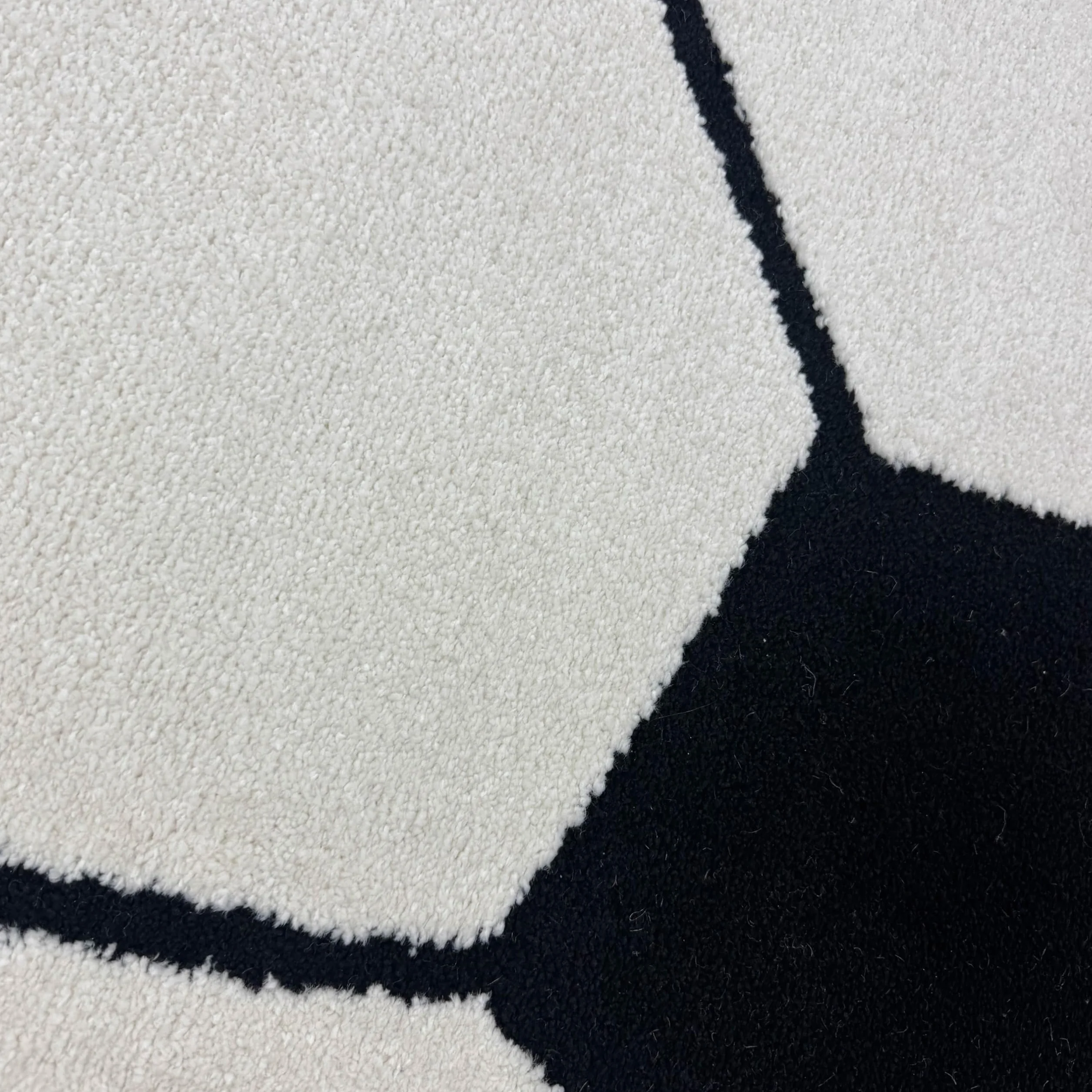 Tapis Enfant Rond Football Effet 3D 200 cm Noir Blanc