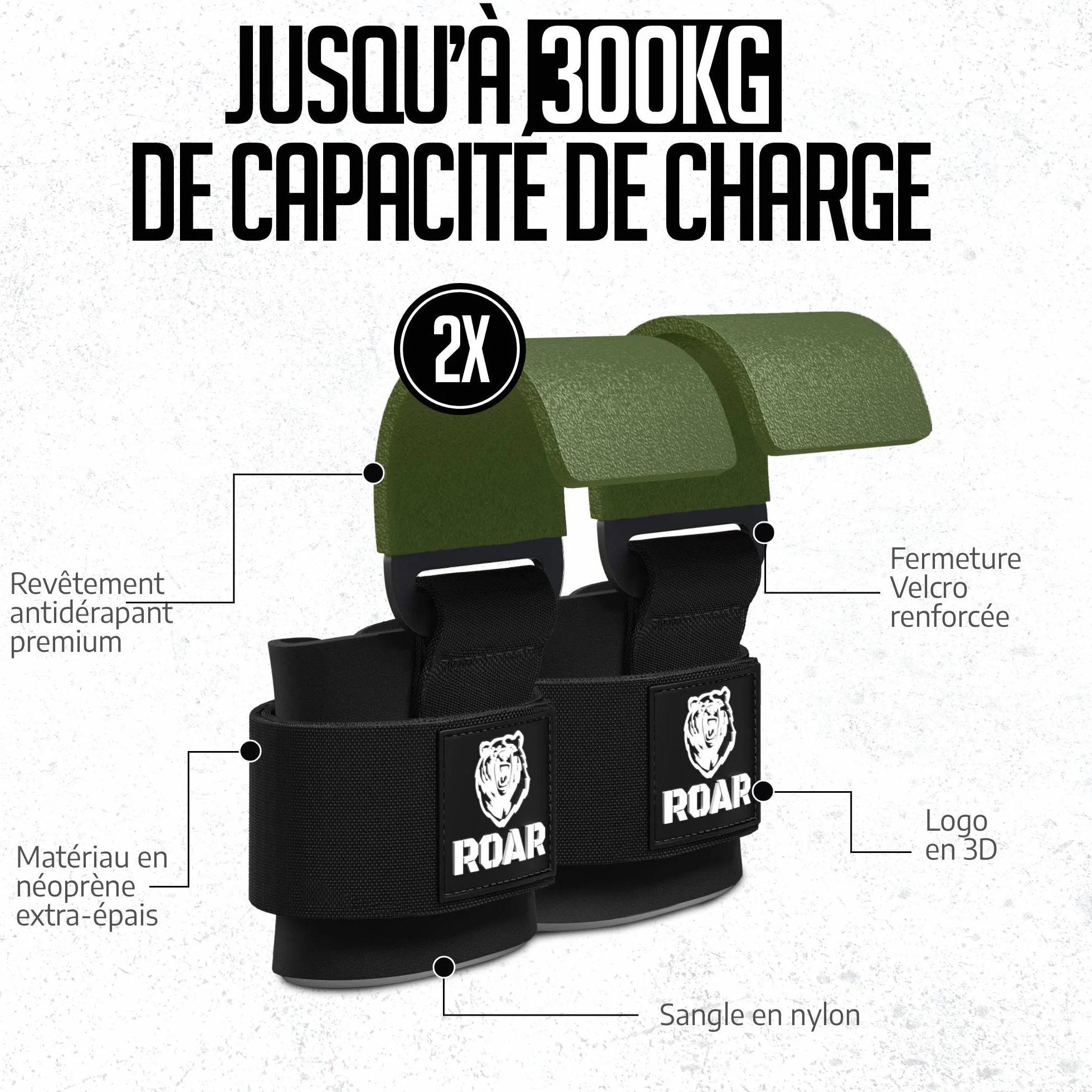 Roar® Crochet Musculation, Pull Up Mate, Crochet Sangle, Sangle Halterophilie, Crochet Musculation Poignet, Strap Crossfit, Crochet De Levage Musculation, Crochet De Musculation