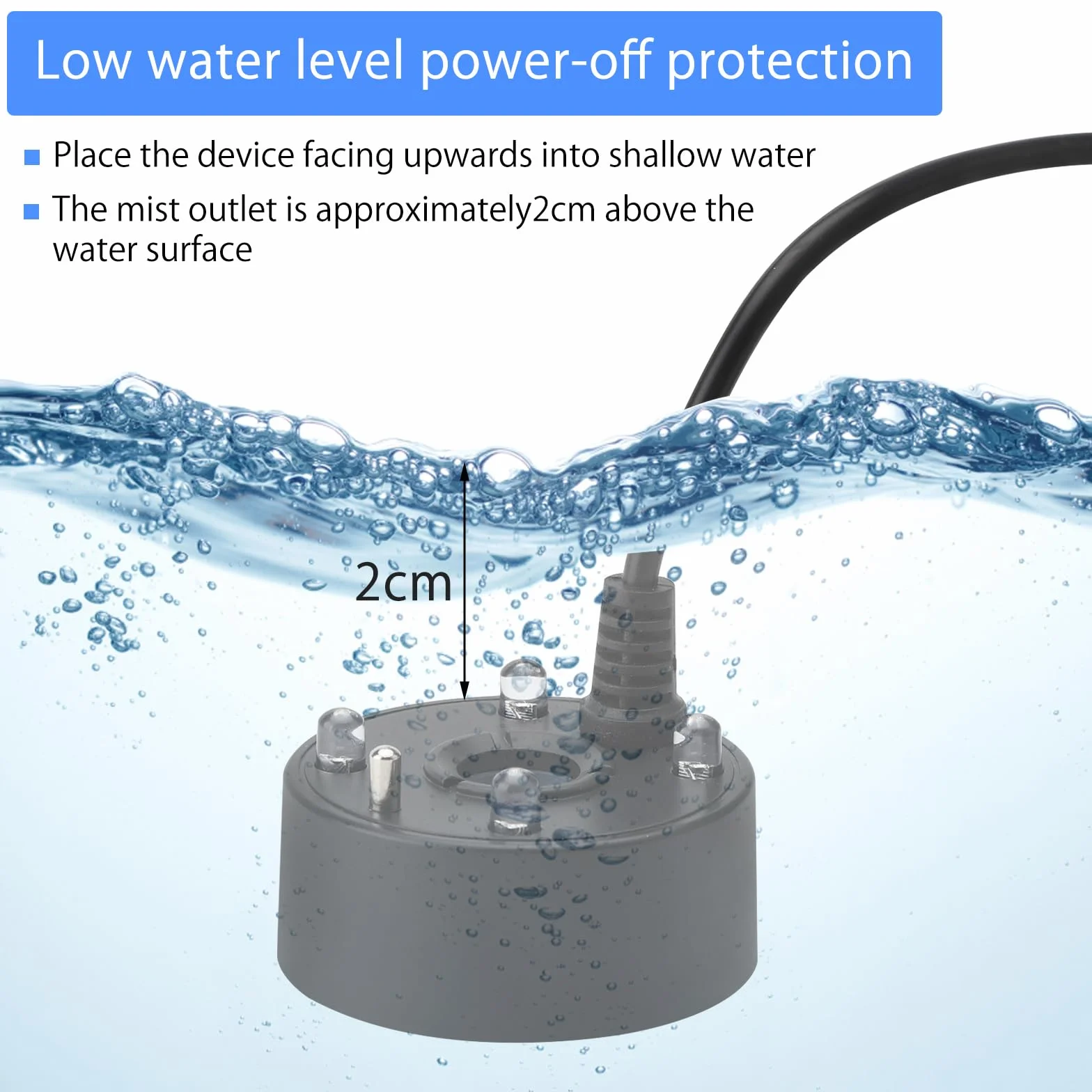 Brumisateur à Ultrasons LED USB avec Protection Contre Le Manque d'eau pour Fontaine d'étang