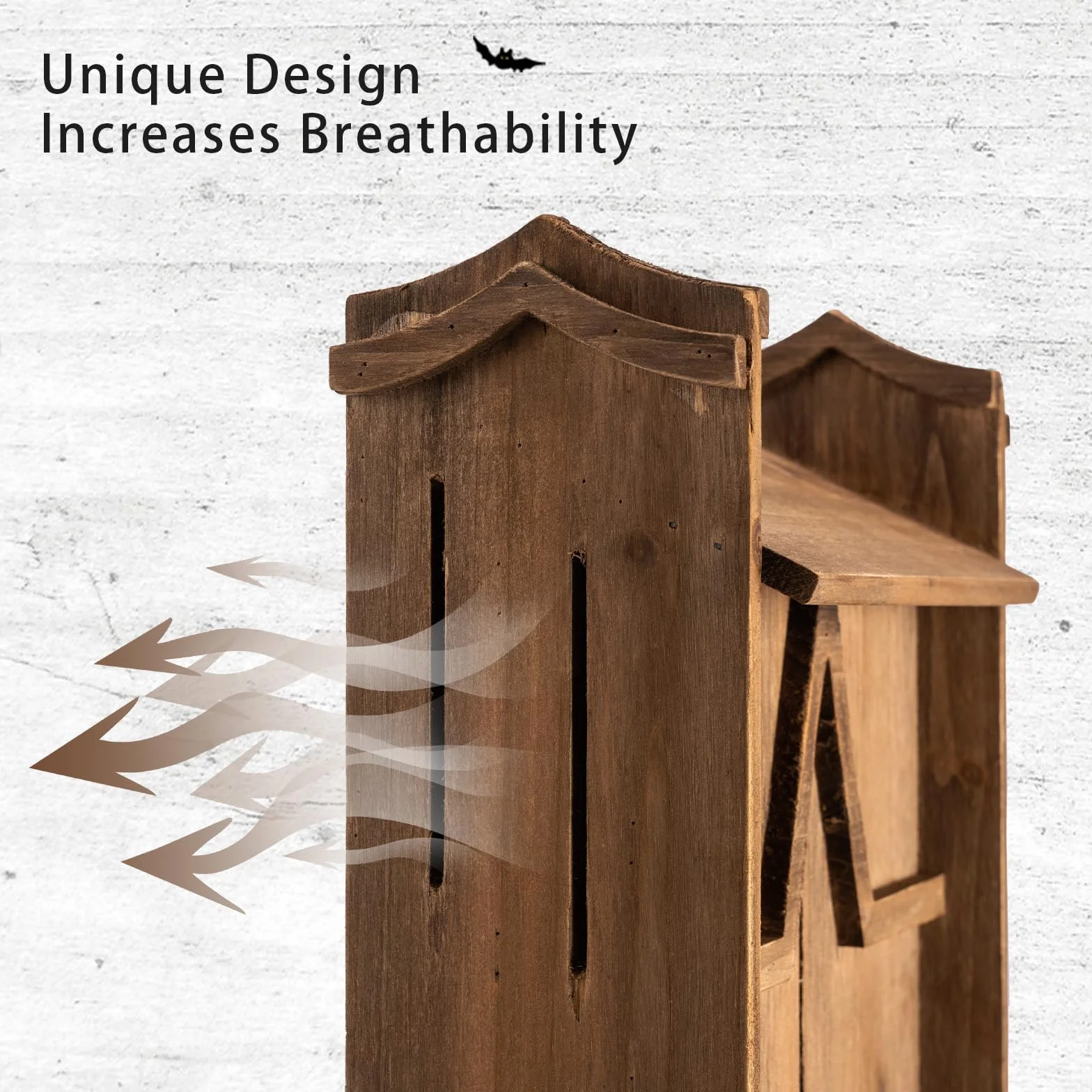 VIREESR Maison chauve-souris extérieur bois grande boîte deux chambres durable facile accrocher
