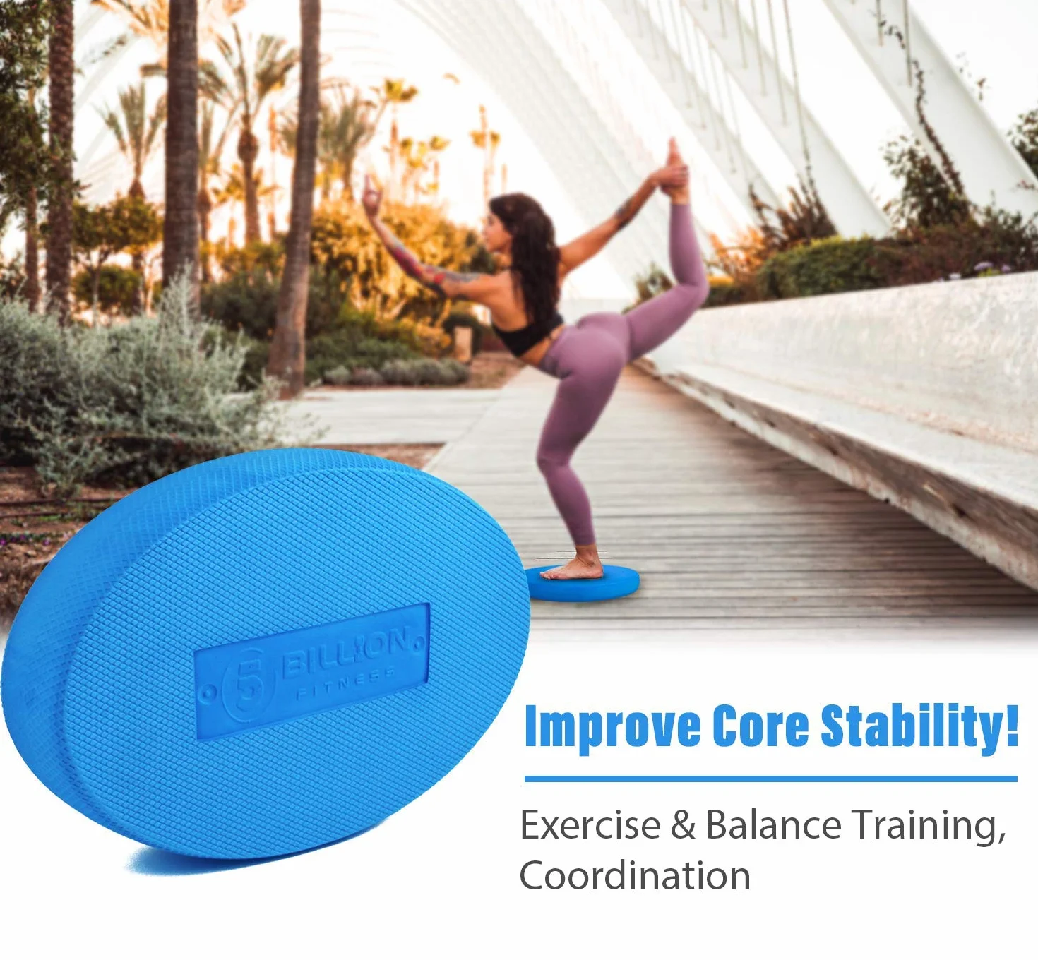 5BILLION Tapis d’Équilibre - Balance Pad, TPE Balance Cushion pour Yoga, Idéal pour la Formation d'équilibre/Yoga Pilates (Oval, 30 x 19 x 6 cm)