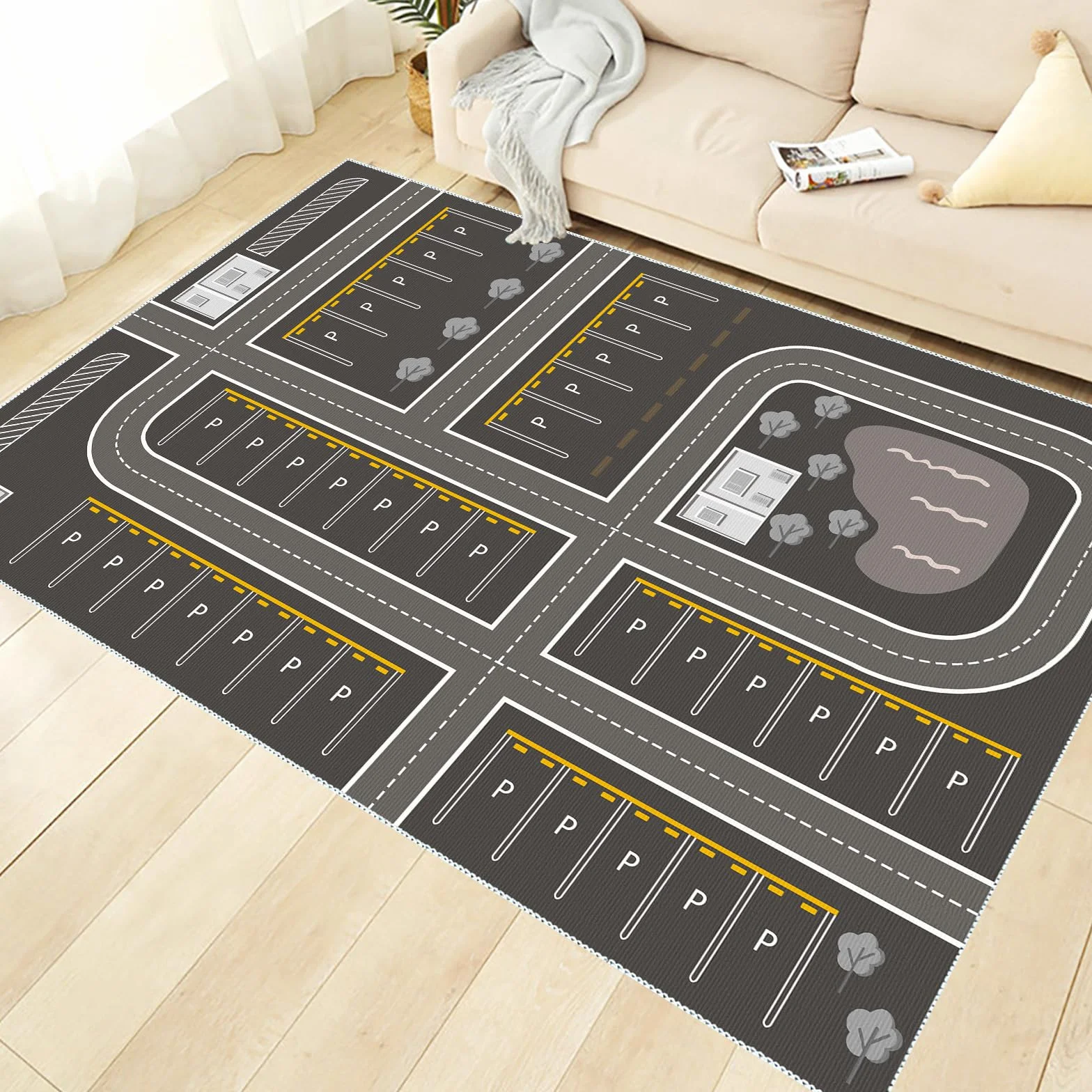 Tapis de Voiture Large Antidérapant Lavable pour Chambres Garçons Filles