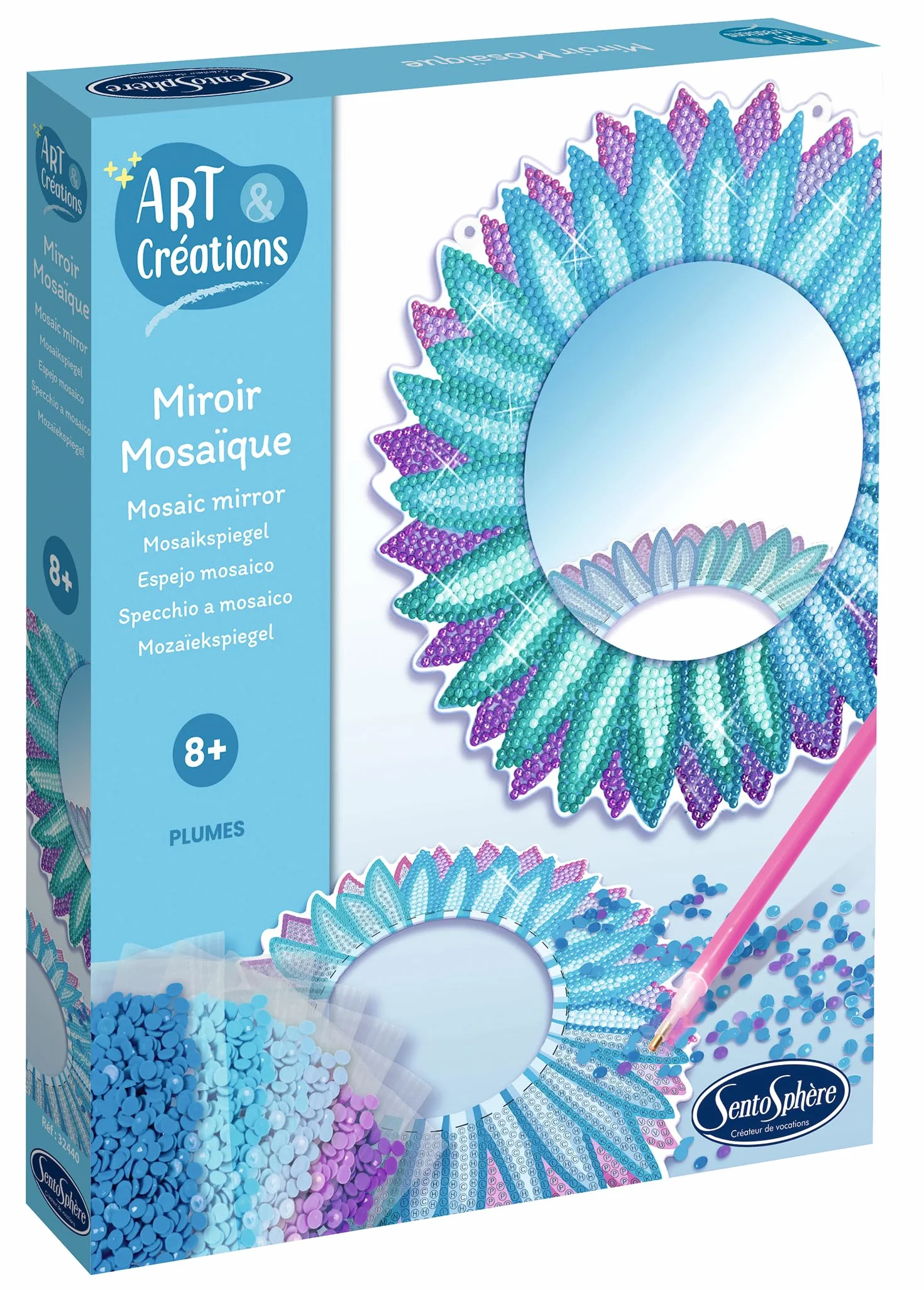 Art & Creations Miroir MOSAIQUE Plumes, Multicouleurs